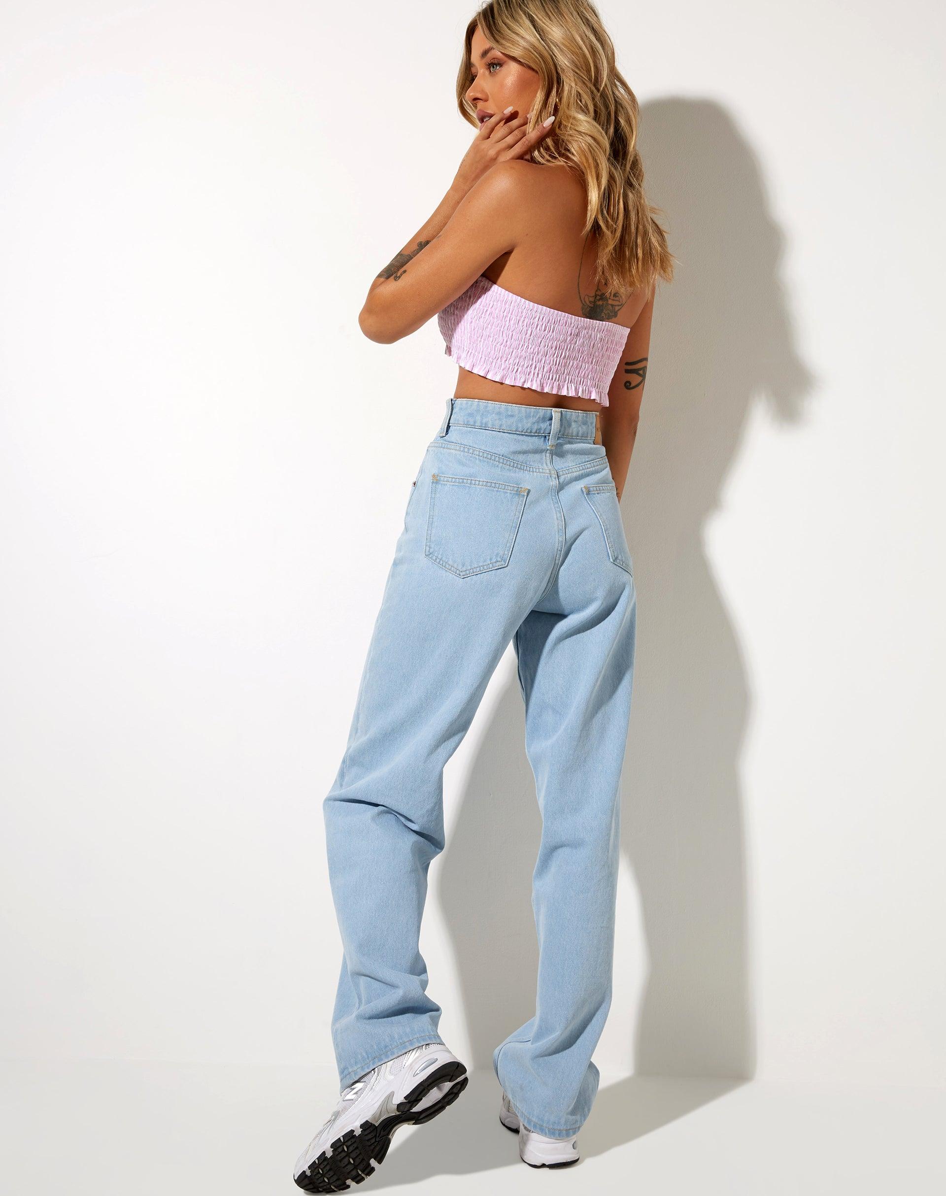 Kupkee Bandeau Top in Vertical Stripe Pink and White Product Image