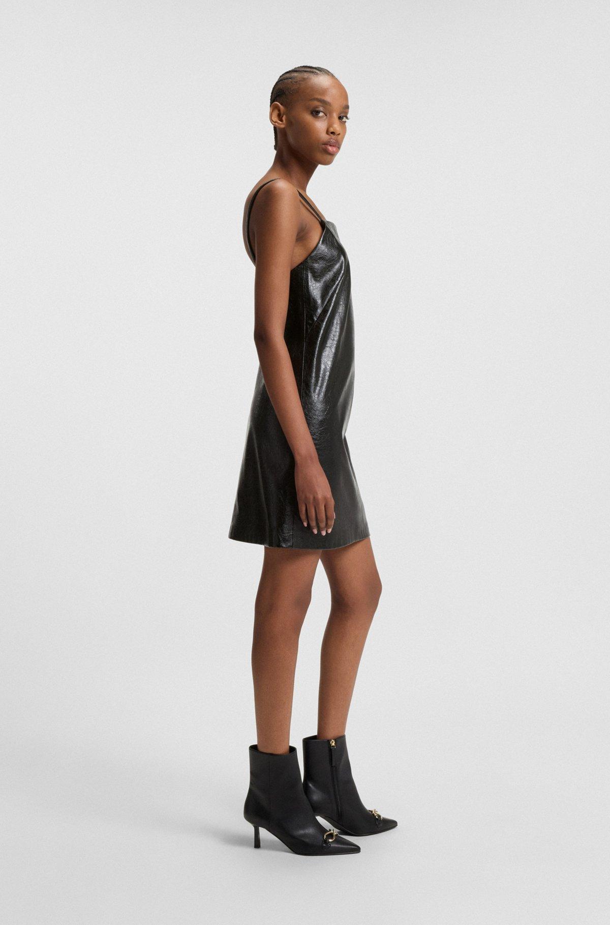 HUGO - Strappy mini dress in faux leather with embossed pattern - Patterned Product Image
