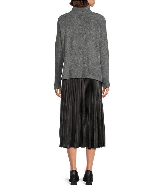 Vince Camuto Turtleneck Long Sleeve Twofer Slip Midi Dress Product Image