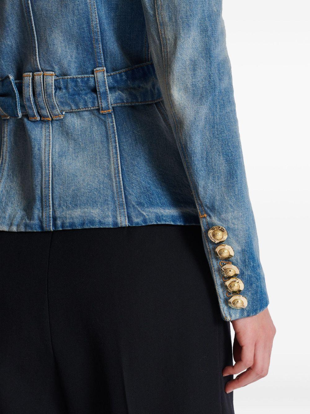 belted denim jacket Product Image