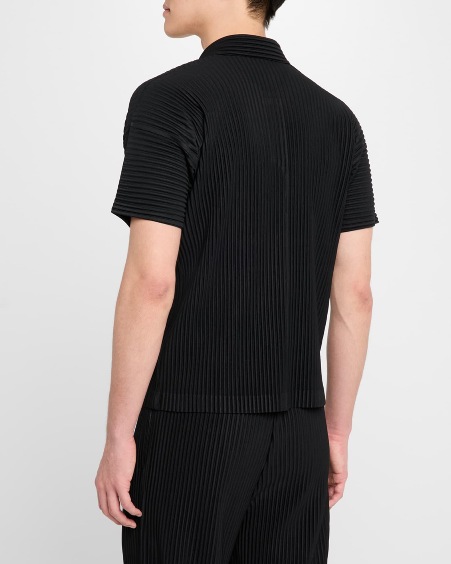 Men's Pleated Johnny Collar Polo Shirt Product Image