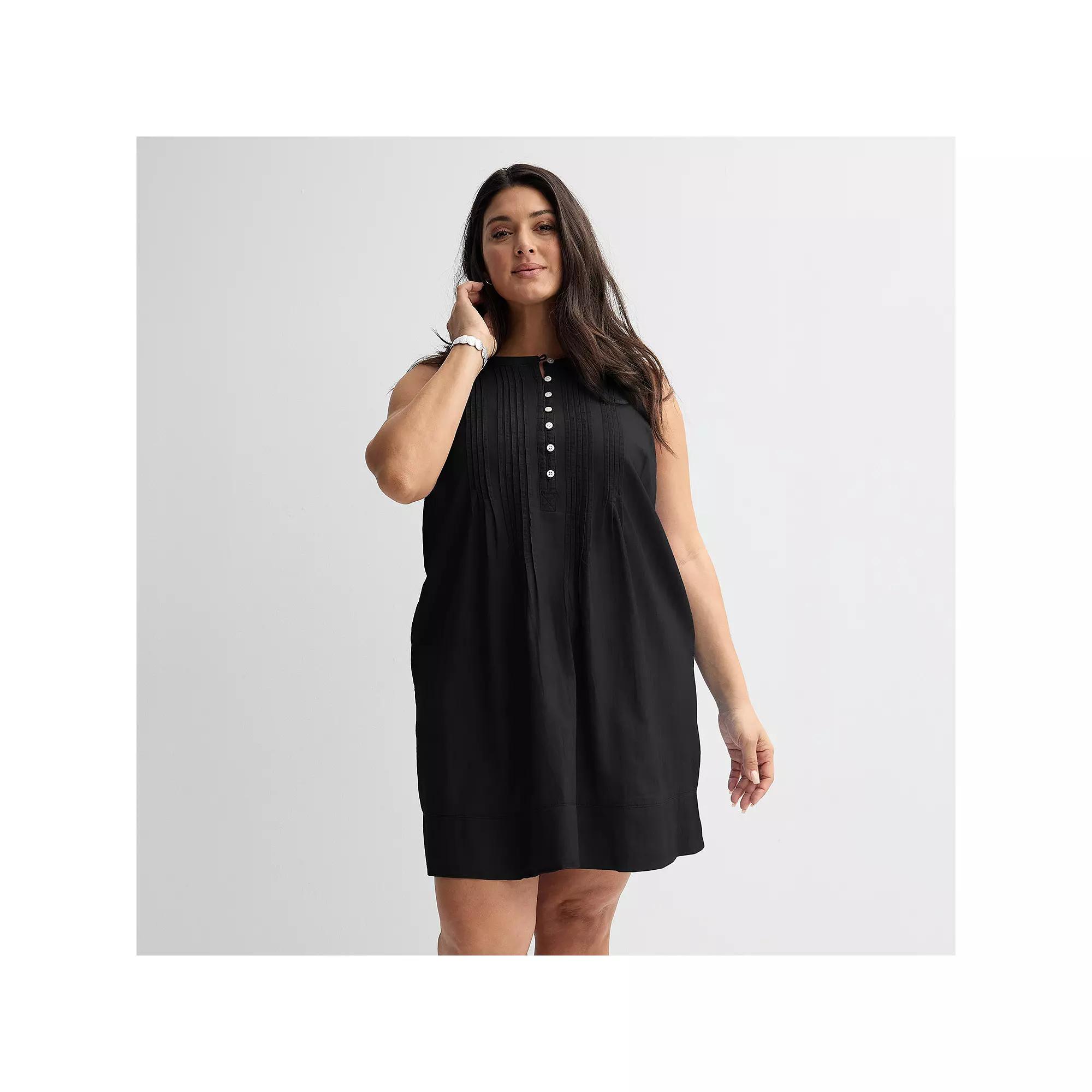 Plus Size Sonoma Goods For Life® Pintuck Dress, Women's, Size: 1XL, Pitch Black Product Image