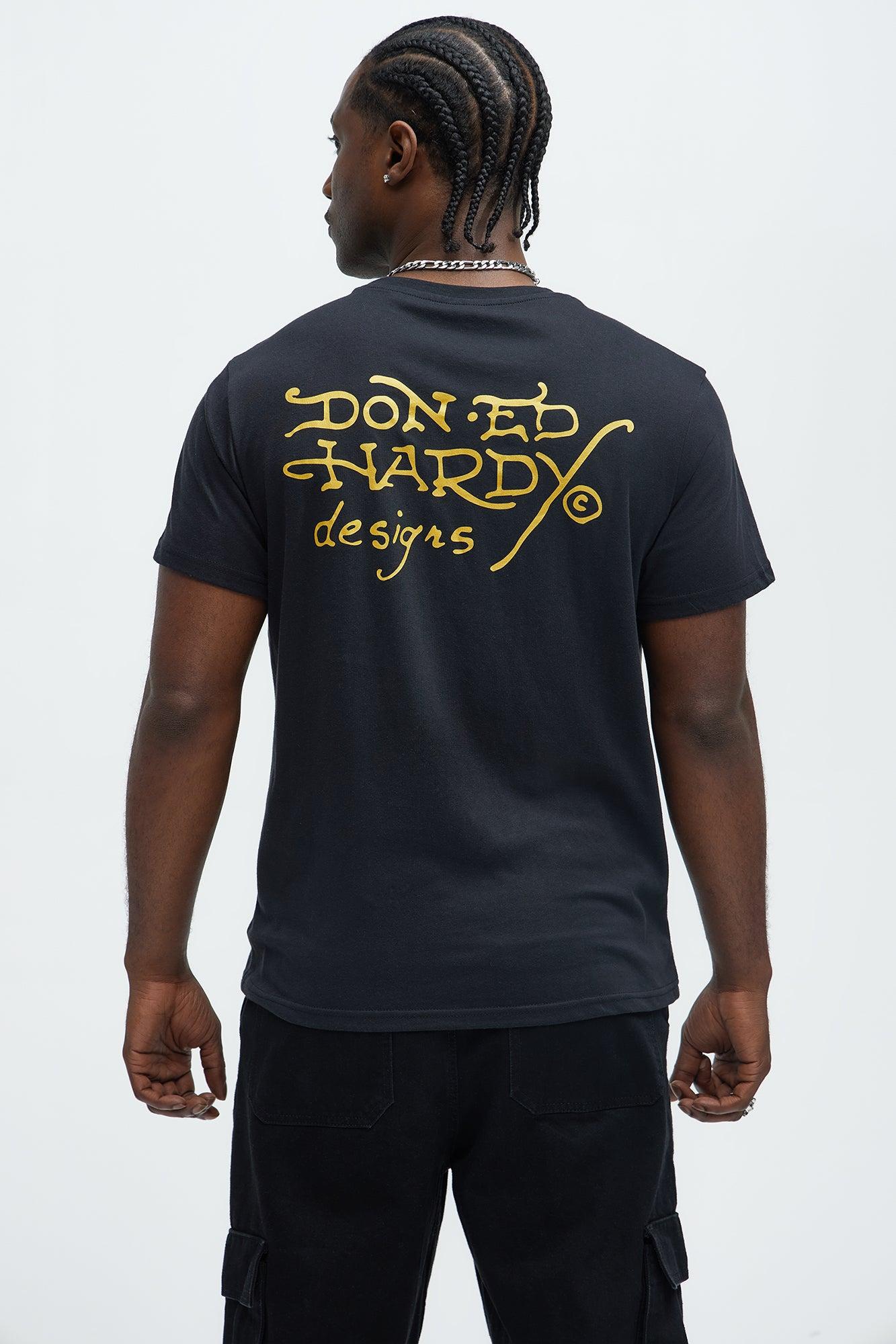 Ed Hardy Cowboy Skull Rhinestone Tee - Black Product Image