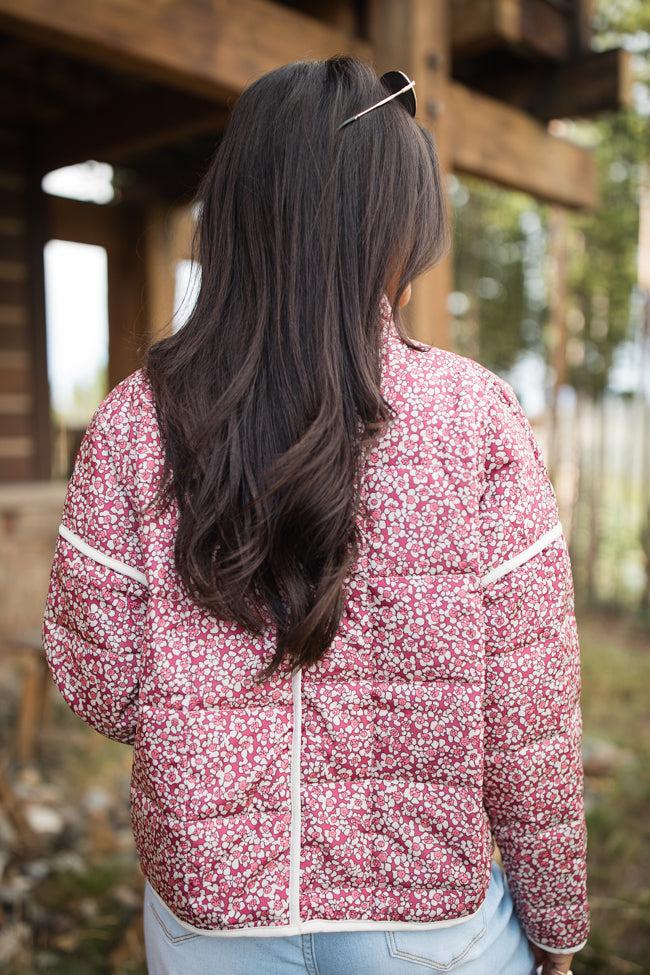 Set Me Free Berry Floral Quilted Jacket FINAL SALE Product Image
