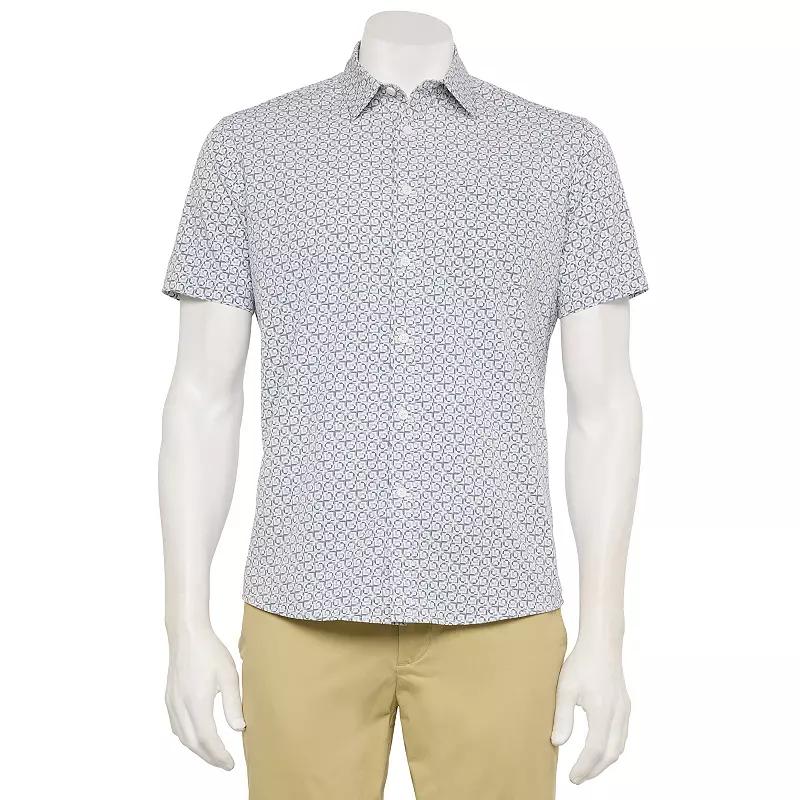 Men's FLX Performance Untucked-Fit Short Sleeve Button Down Shirt, Size: Small, Blue Water Product Image