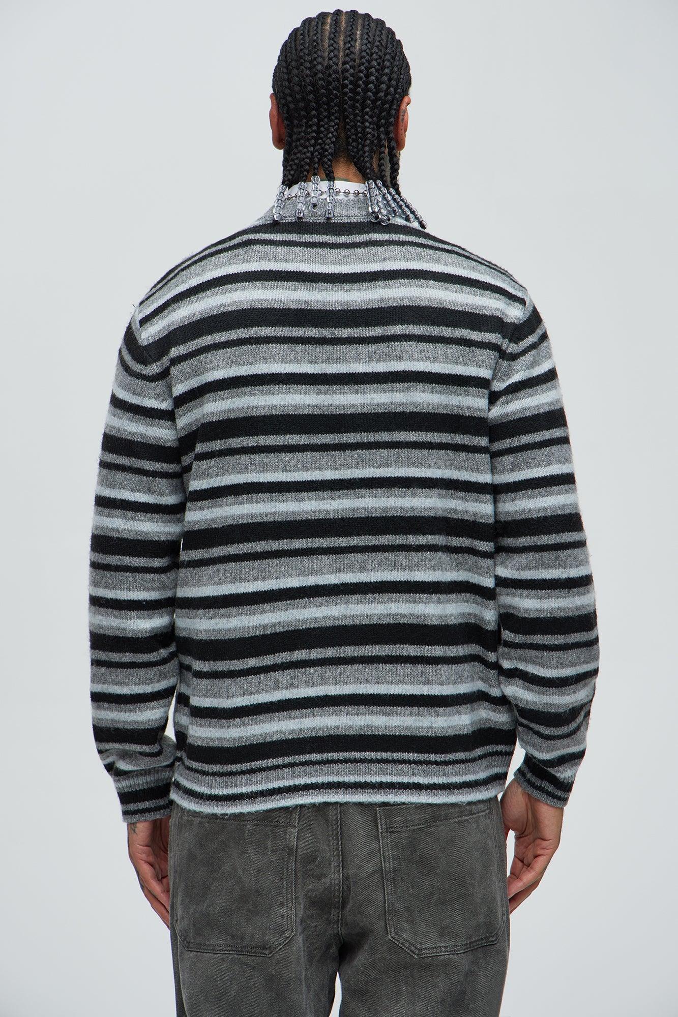 Lookin For Attention Striped Sweater - Black/combo Male Product Image