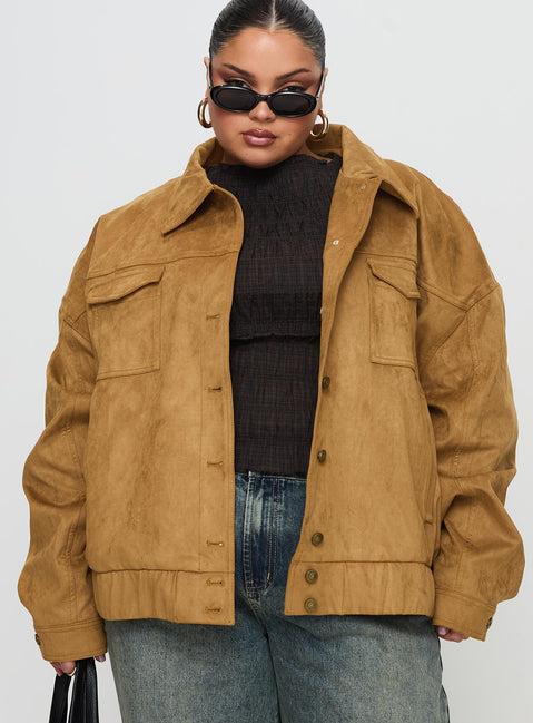 Ristretto Faux Suede Bomber Brown Product Image