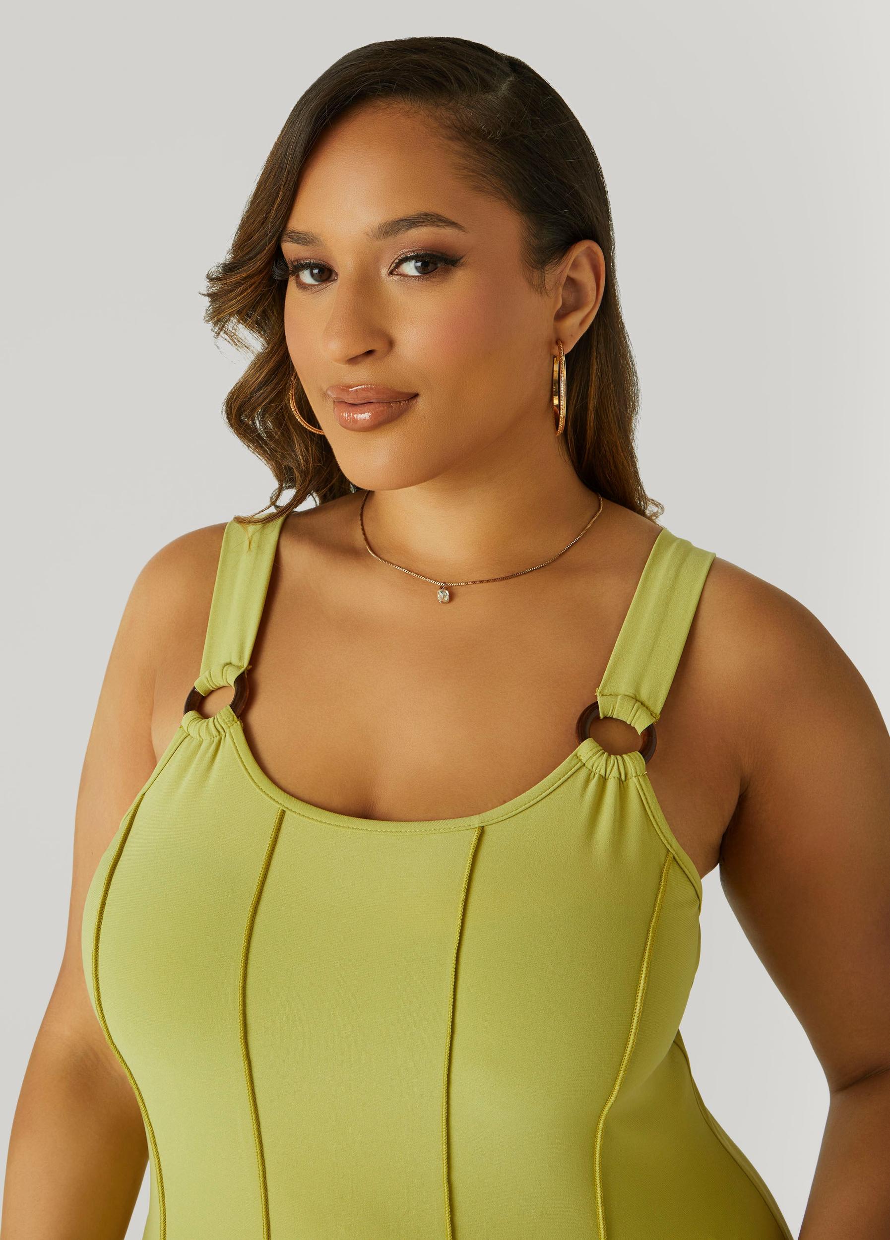 Ring Embellished Seamed Dress Product Image