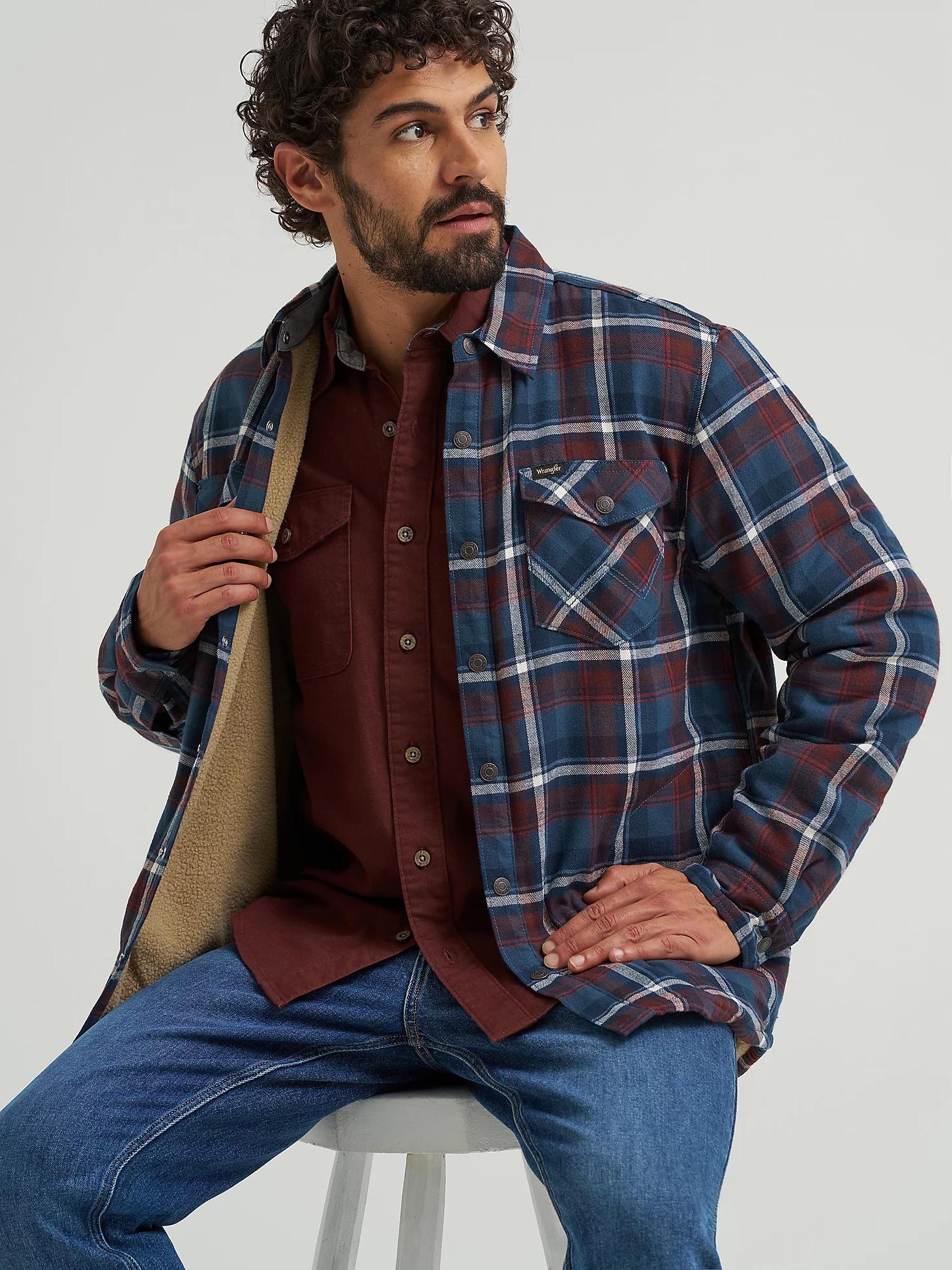 Men's Heavyweight Sherpa Lined Plaid Shirt Jacket | Men's JACKETS & OUTERWEAR | Wrangler® Product Image