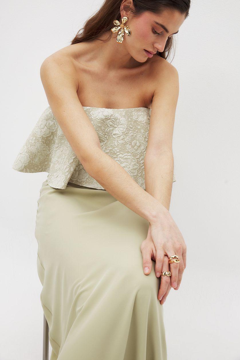 Jacquard Bandeau Volume Maxi Dress Product Image