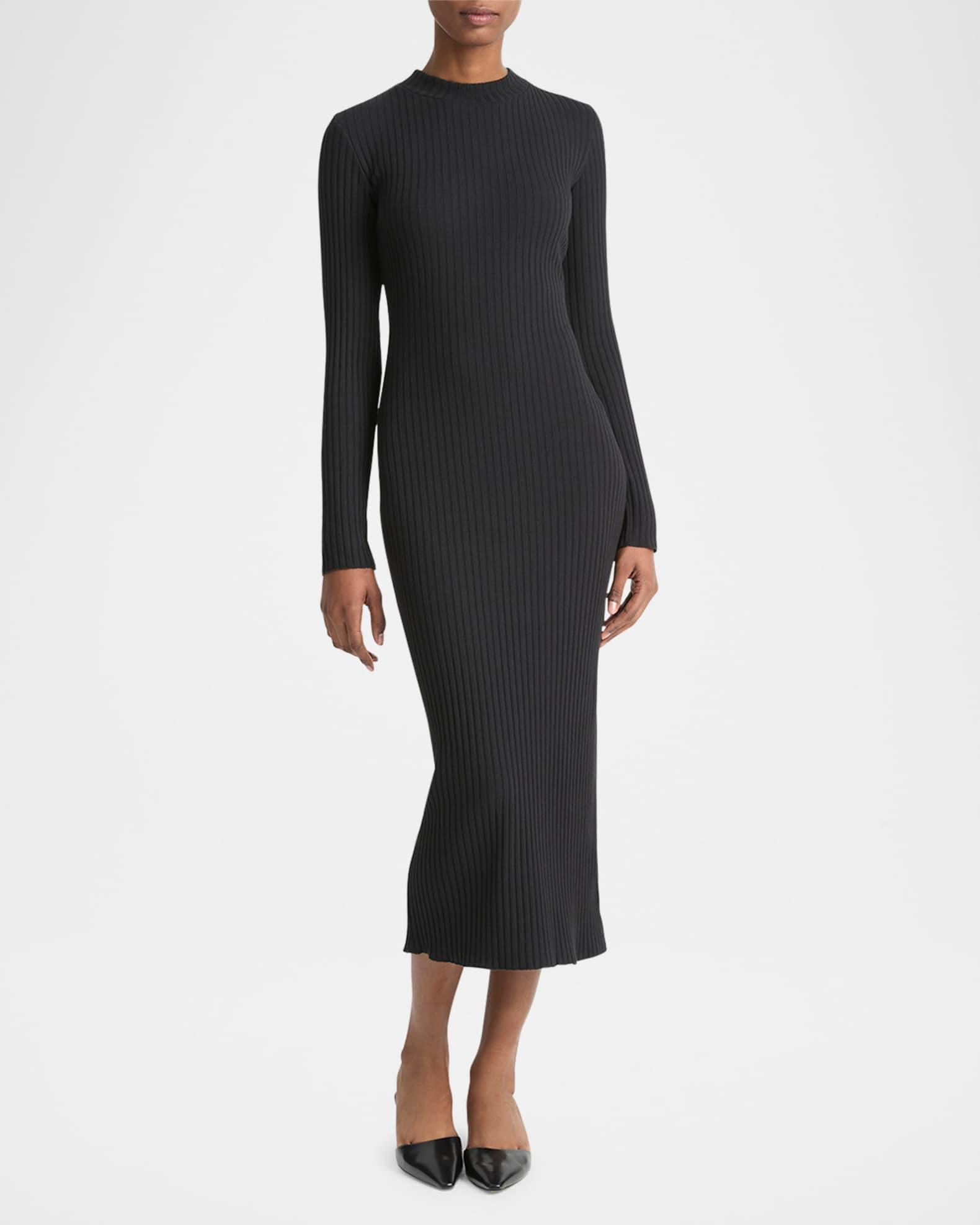 Ribbed Long-Sleeve Midi Dress Product Image
