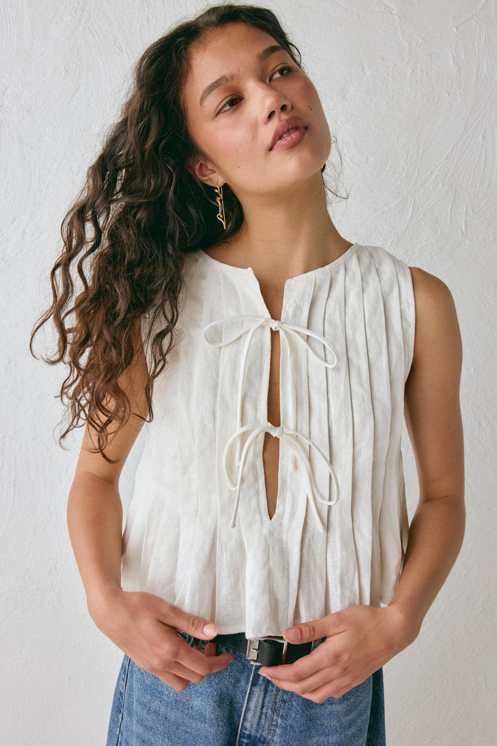 Valeria Linen Top White Product Image