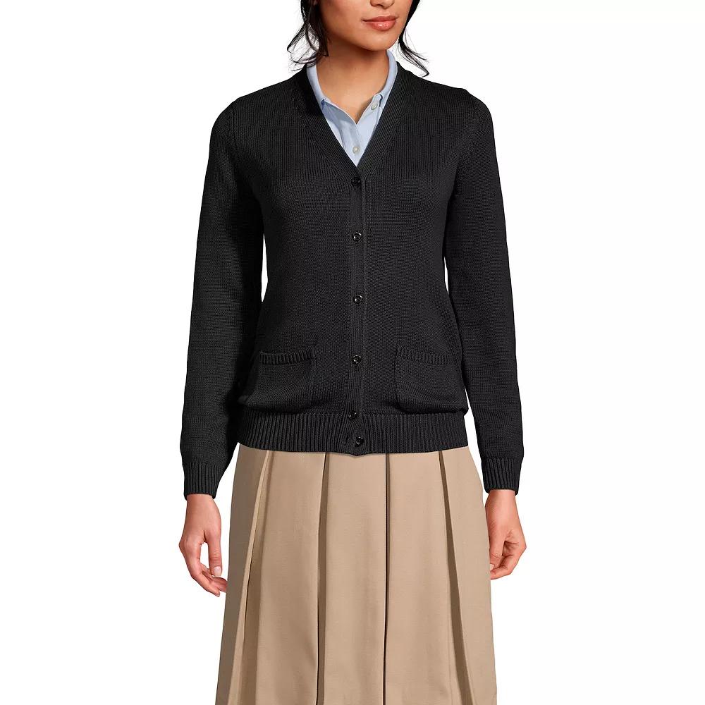 Women's Lands' End School Uniform Button Front V-Neck Cardigan Sweater,  Product Image