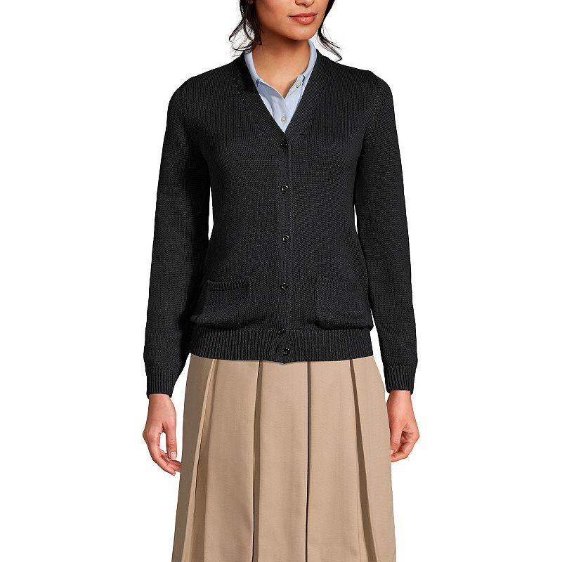 Women's Lands' End School Uniform Button Front V-Neck Cardigan Sweater,  Product Image