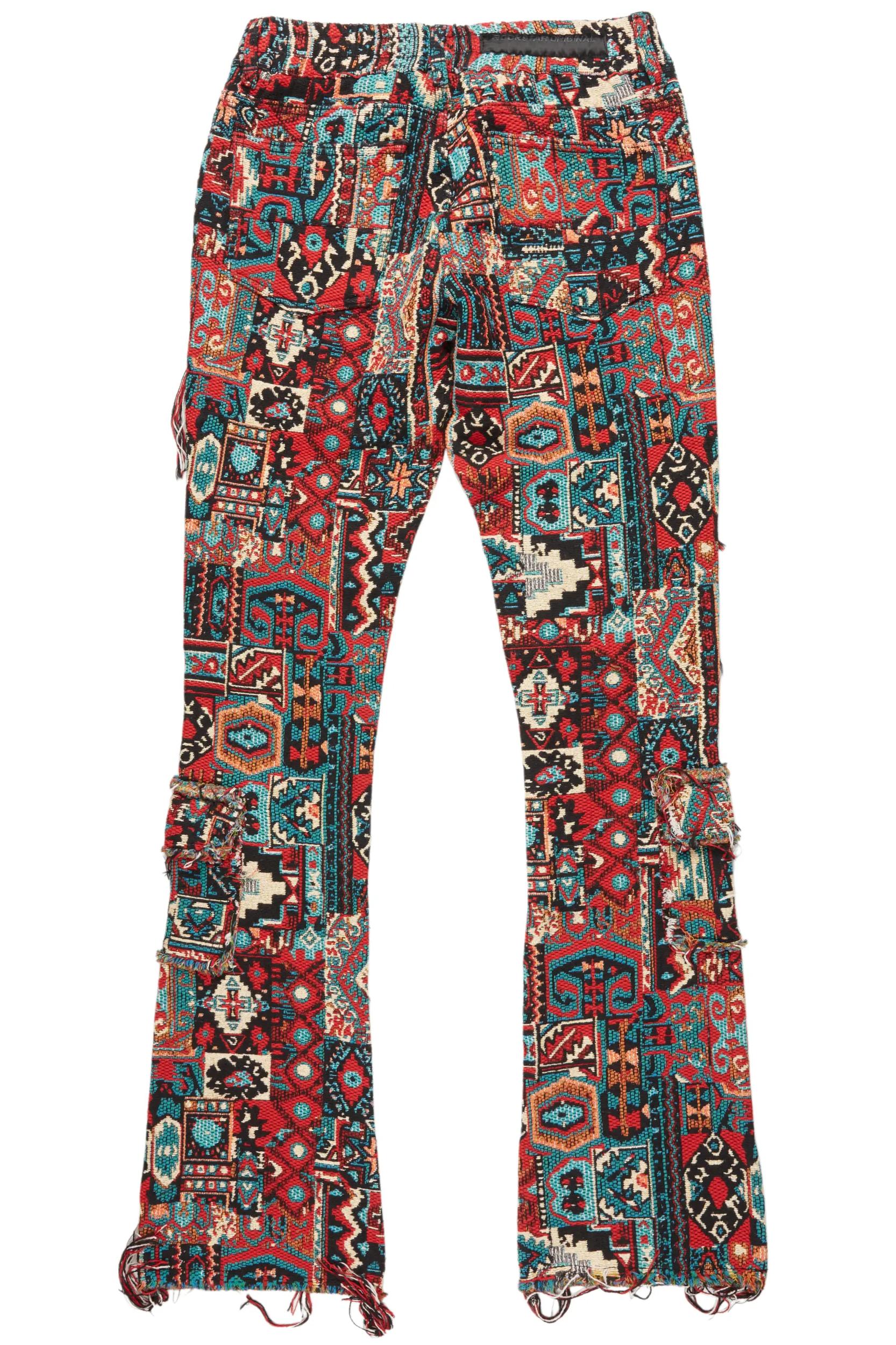 Tayami Tapestry Aqua Cargo Stacked Flare Jean Male Product Image