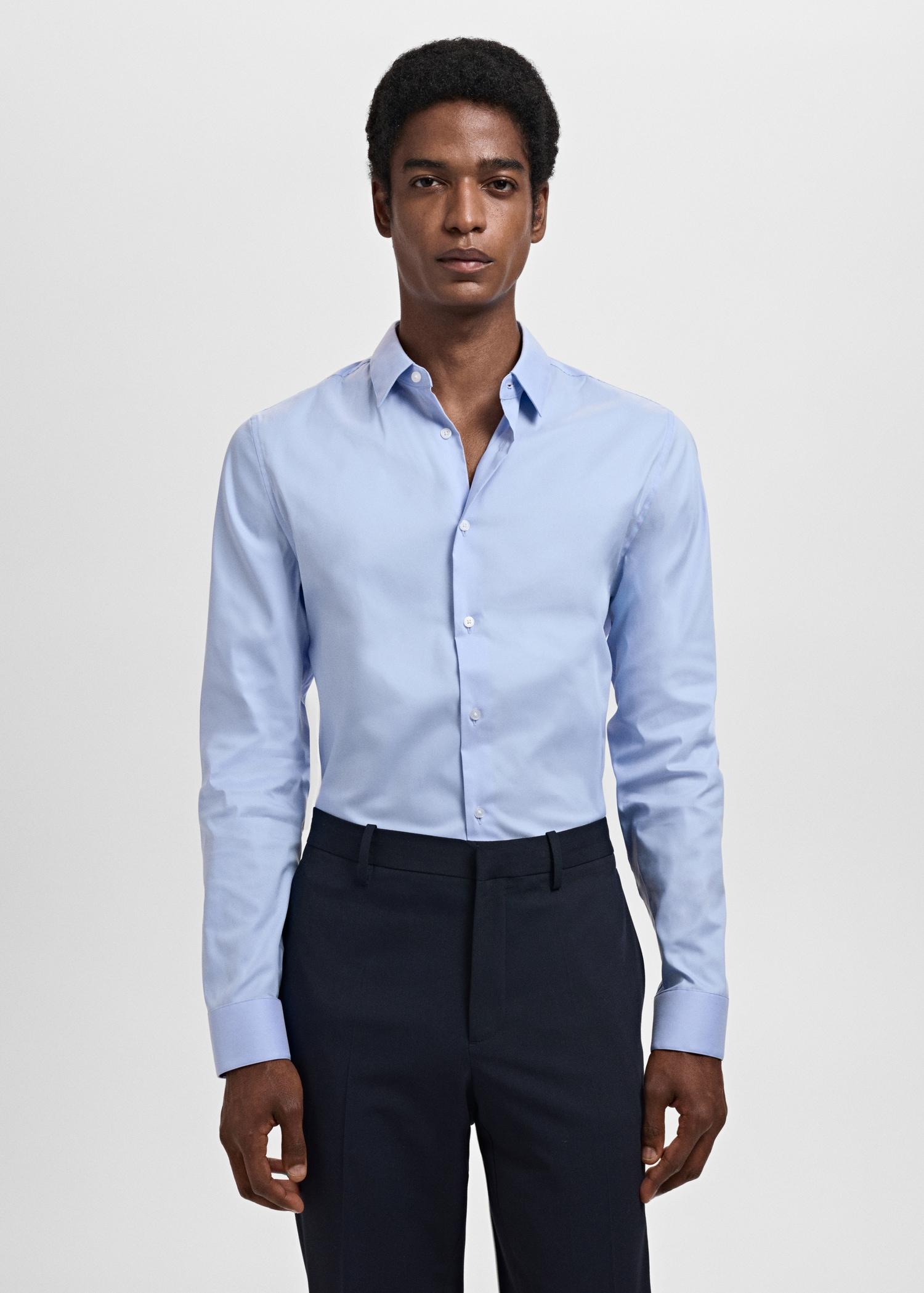 Slim fit cotton suit shirt - Men | MANGO USA Product Image
