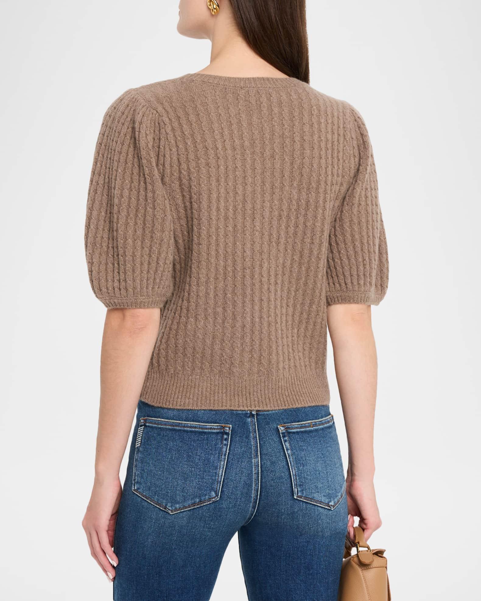 Lucerne Short-Sleeve Cable-Knit Cashmere Sweater Product Image
