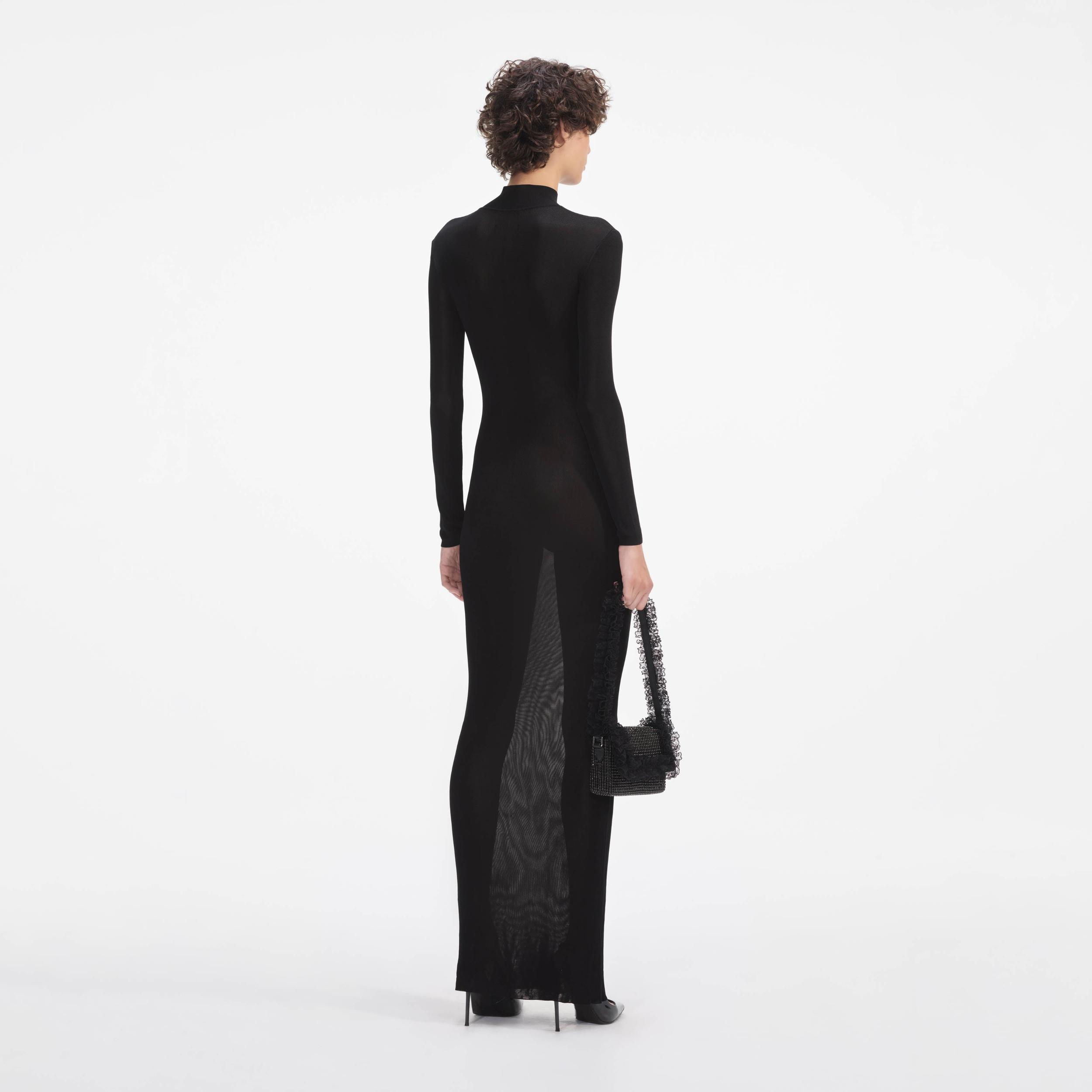 Black Knit Cut Out Maxi Dress Product Image