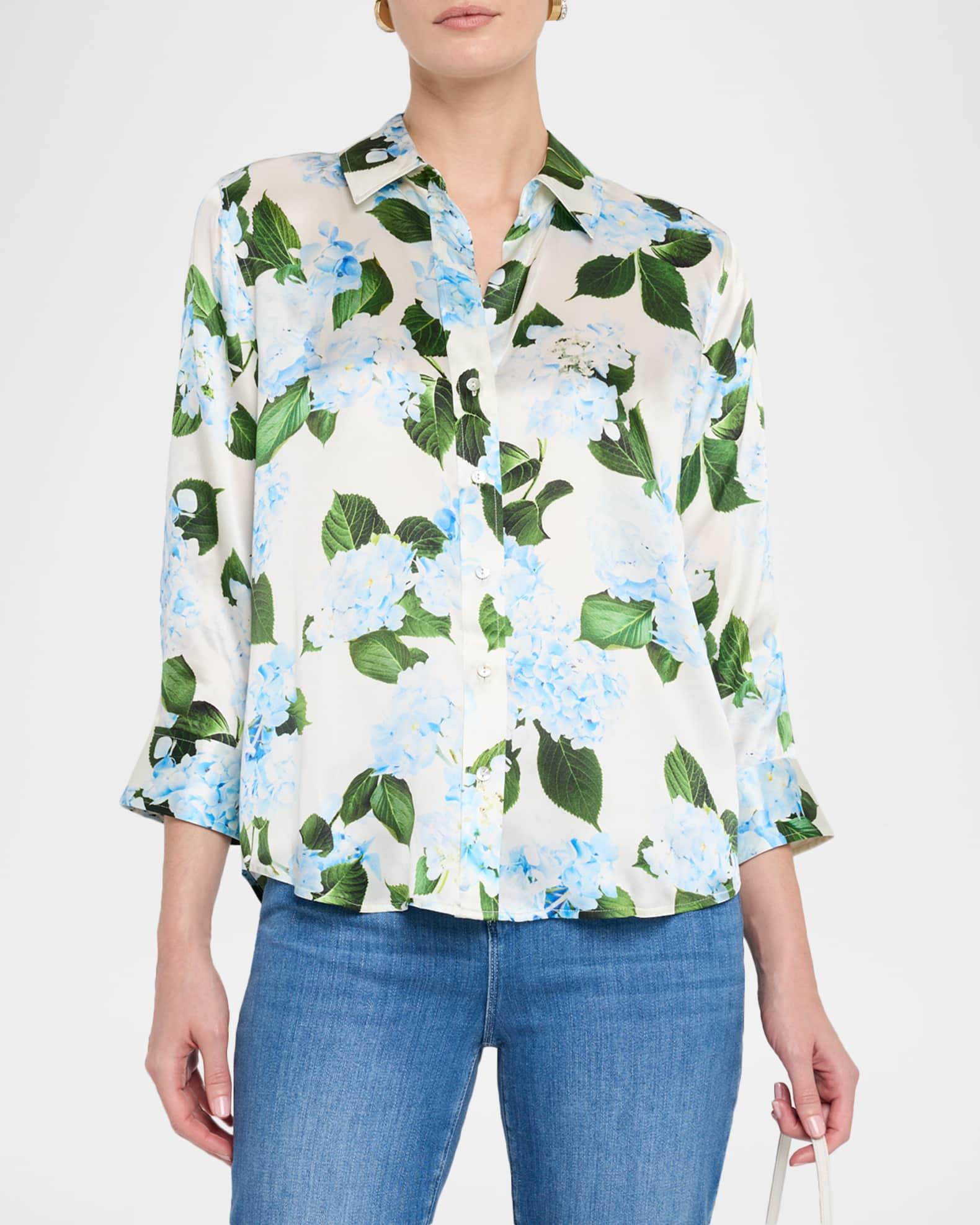 Dani Hydrangea Silk Blouse Product Image