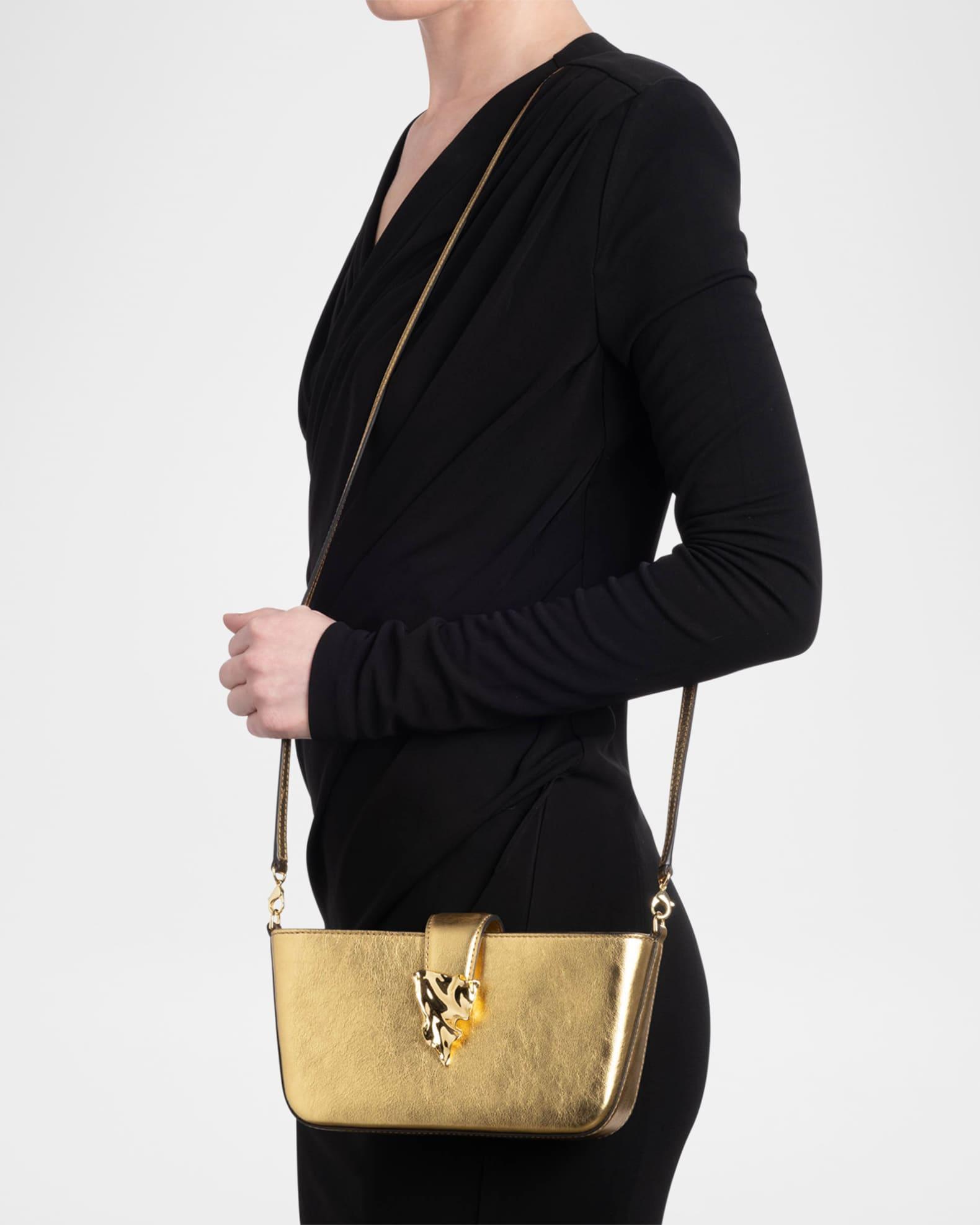 The Crumple Metallic Leather Crossbody Bag  Product Image