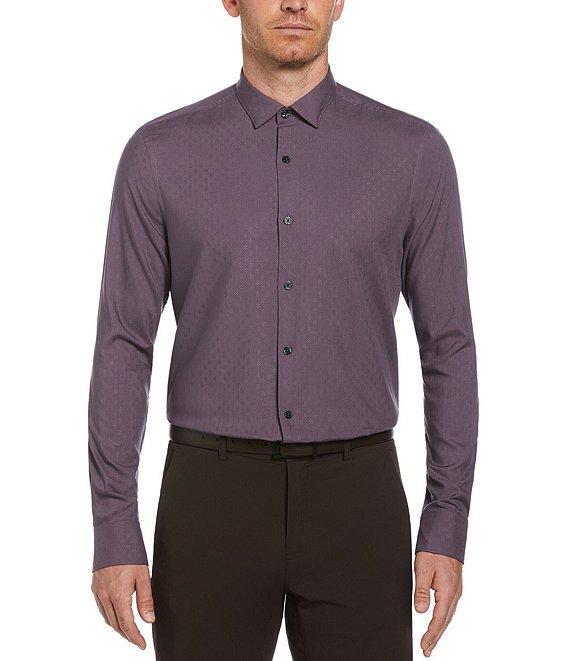 Perry Ellis Performance Stretch Tonal Geo Pattern Long Sleeve Woven Shirt Product Image