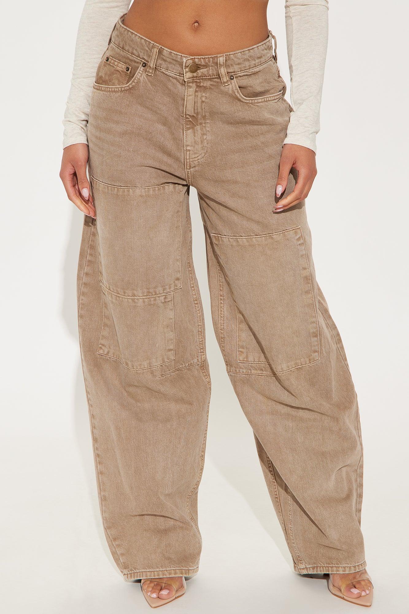 Sinead Baggy Taper Leg Jeans - Mocha Product Image