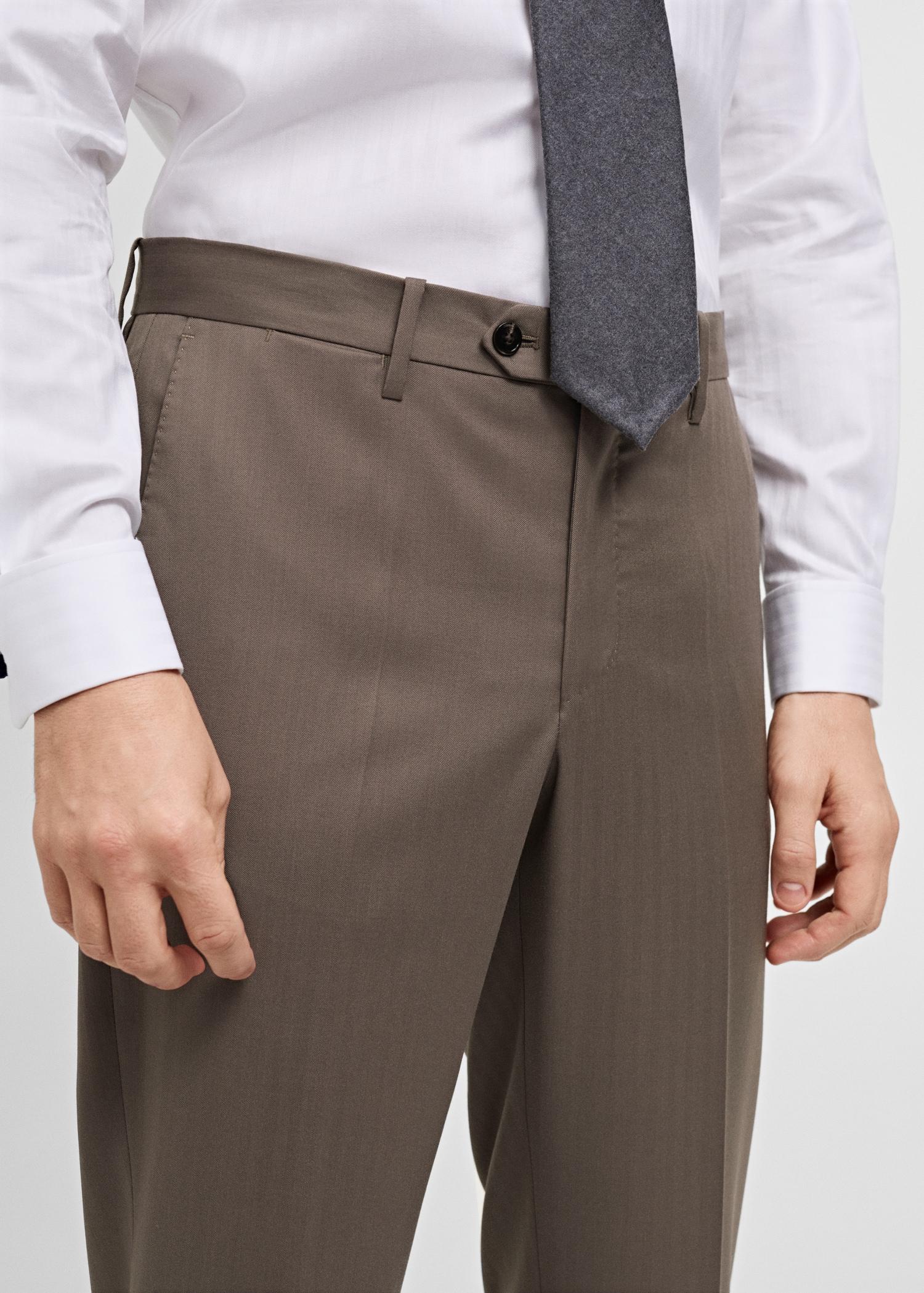 100% virgin wool herringbone suit pants - Men | MANGO USA Product Image