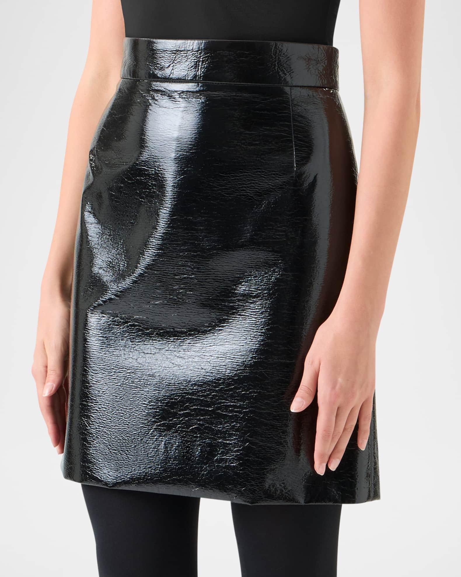 Crinkled Lacquered Mini Skirt Product Image