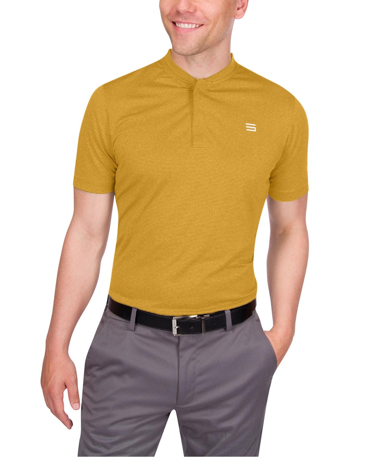 Three Sixty Six Men's Thin-Striped Collarless Golf Polos Male Product Image