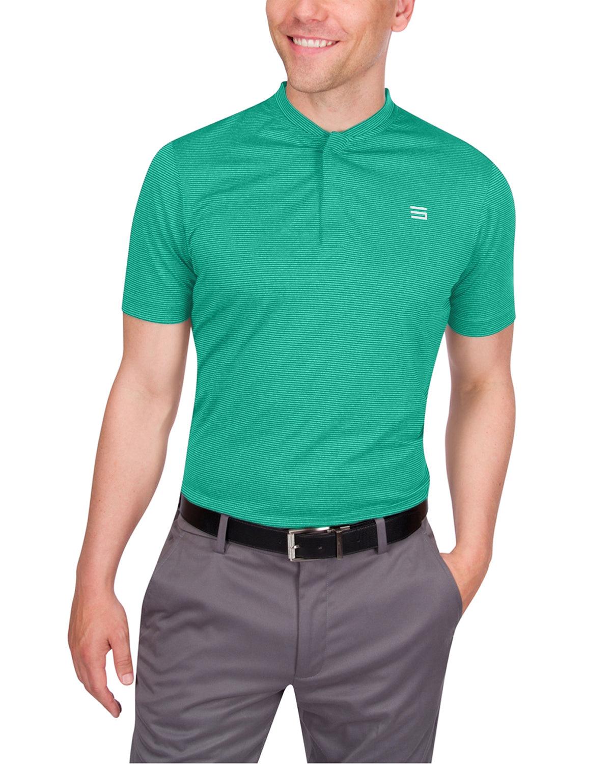 Three Sixty Six Men's Thin-Striped Collarless Golf Polos Male Product Image