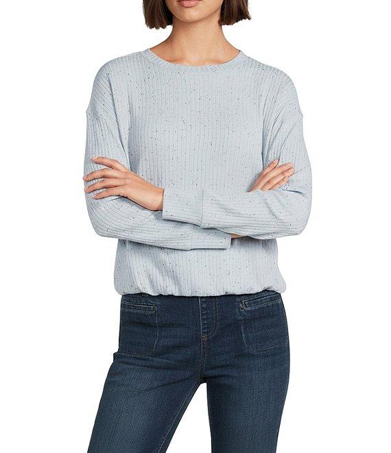 Westbound Knit Long Sleeve Crew Neck Bubble Top Product Image