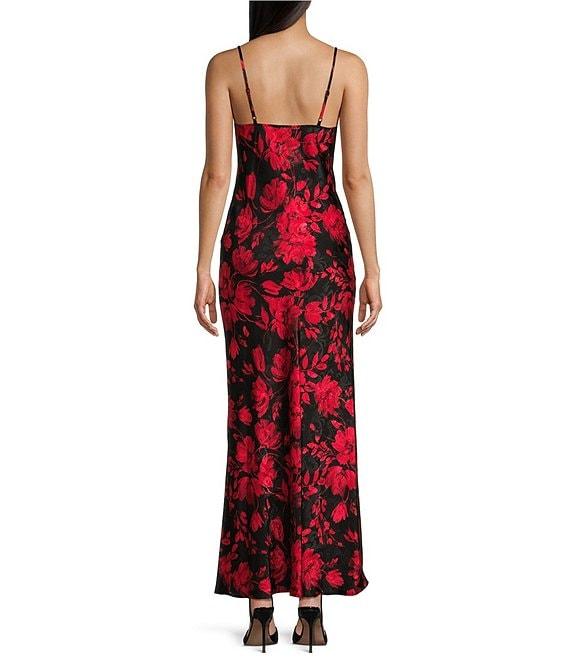 Next Up Adjustable Spaghetti Strap Sweetheart Rosette Floral Dress Product Image