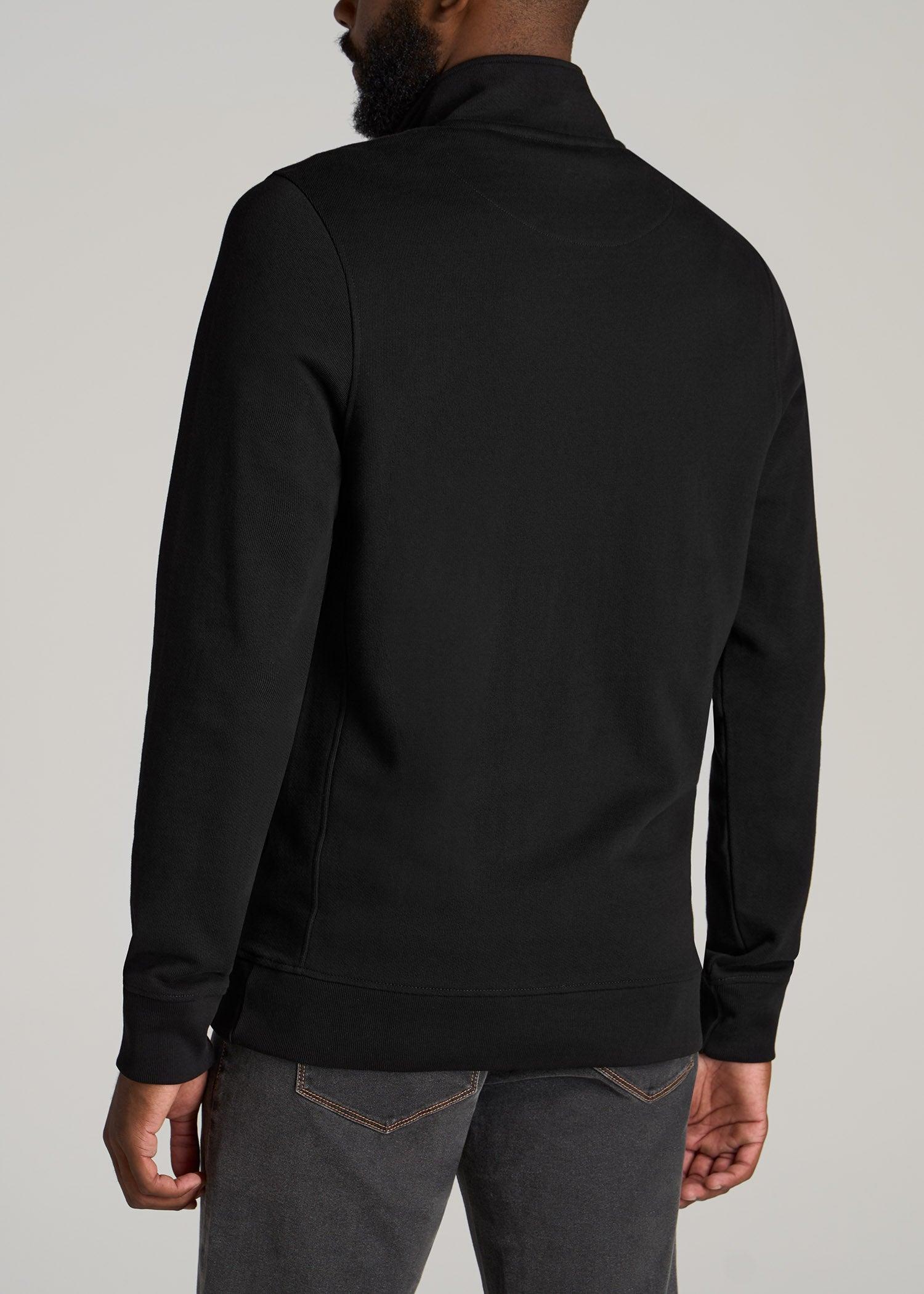 LJ&S Heavyweight Quarter-Zip Pullover for Tall Men in Vintage Black Male Product Image