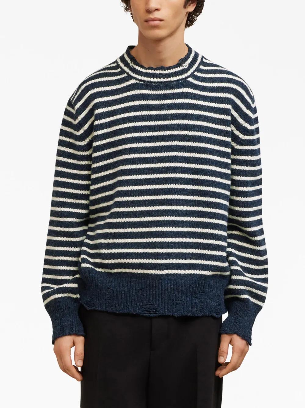 striped ribbed crew neck jumper Product Image