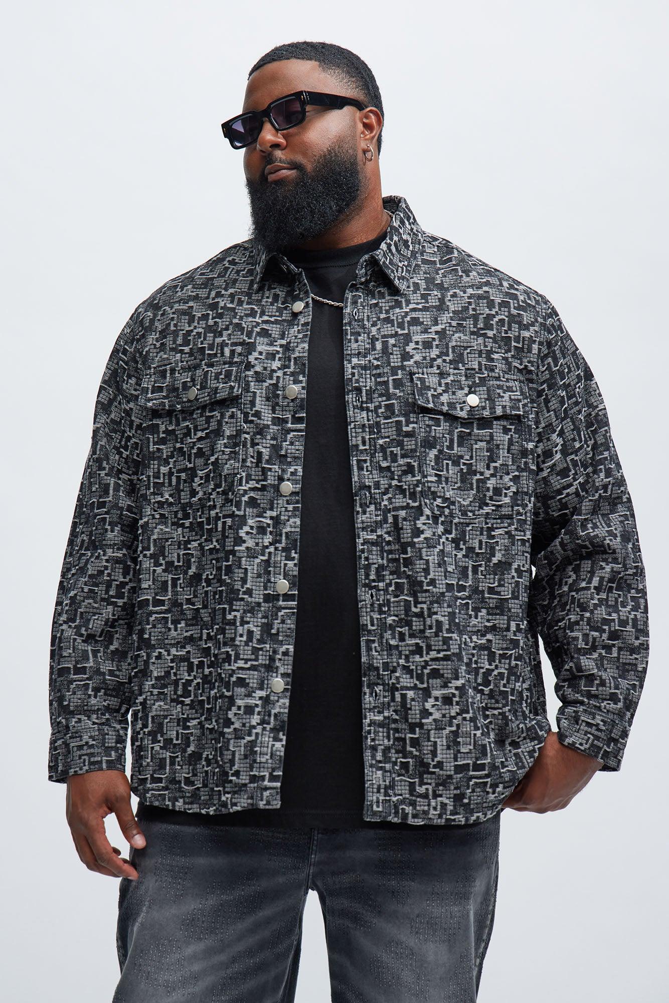 Arrow Jacquard Button Up Shirt - Black Wash Product Image