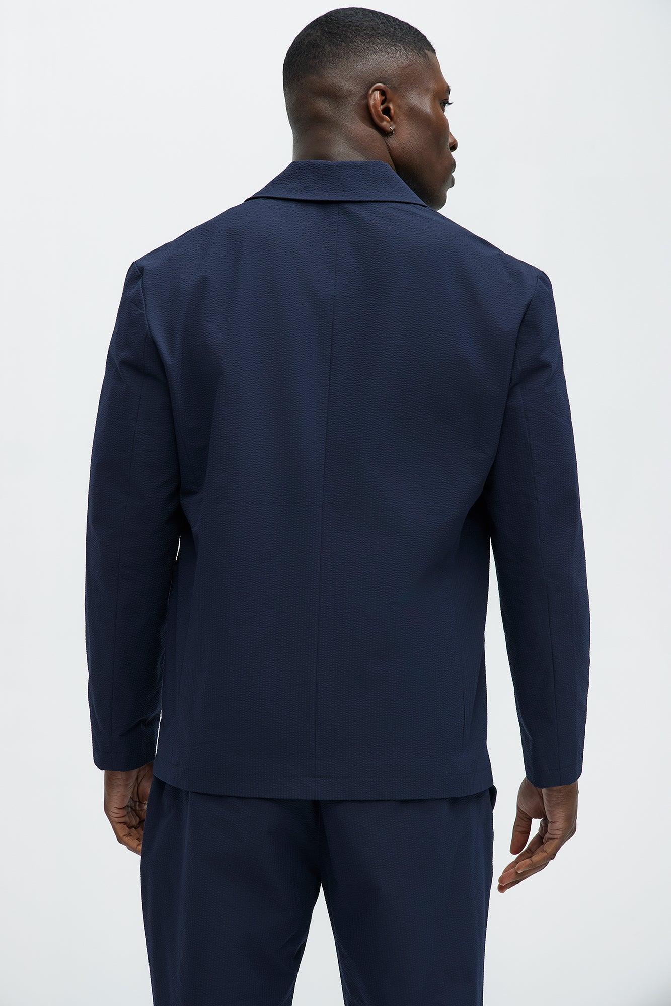 Seersucker Casual Blazer - Navy Product Image