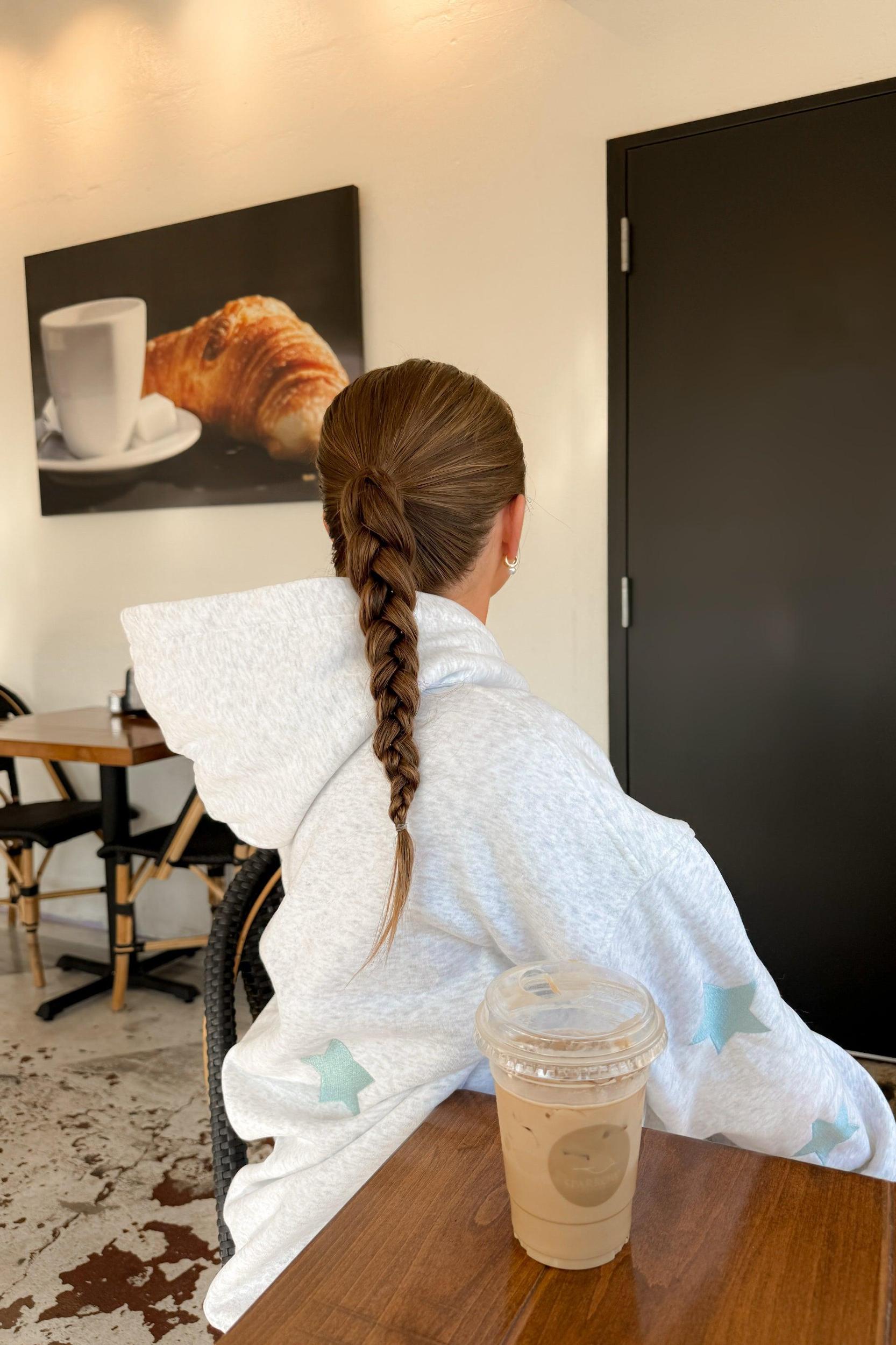 Pearl Grey Embroider Star Hoodie Product Image