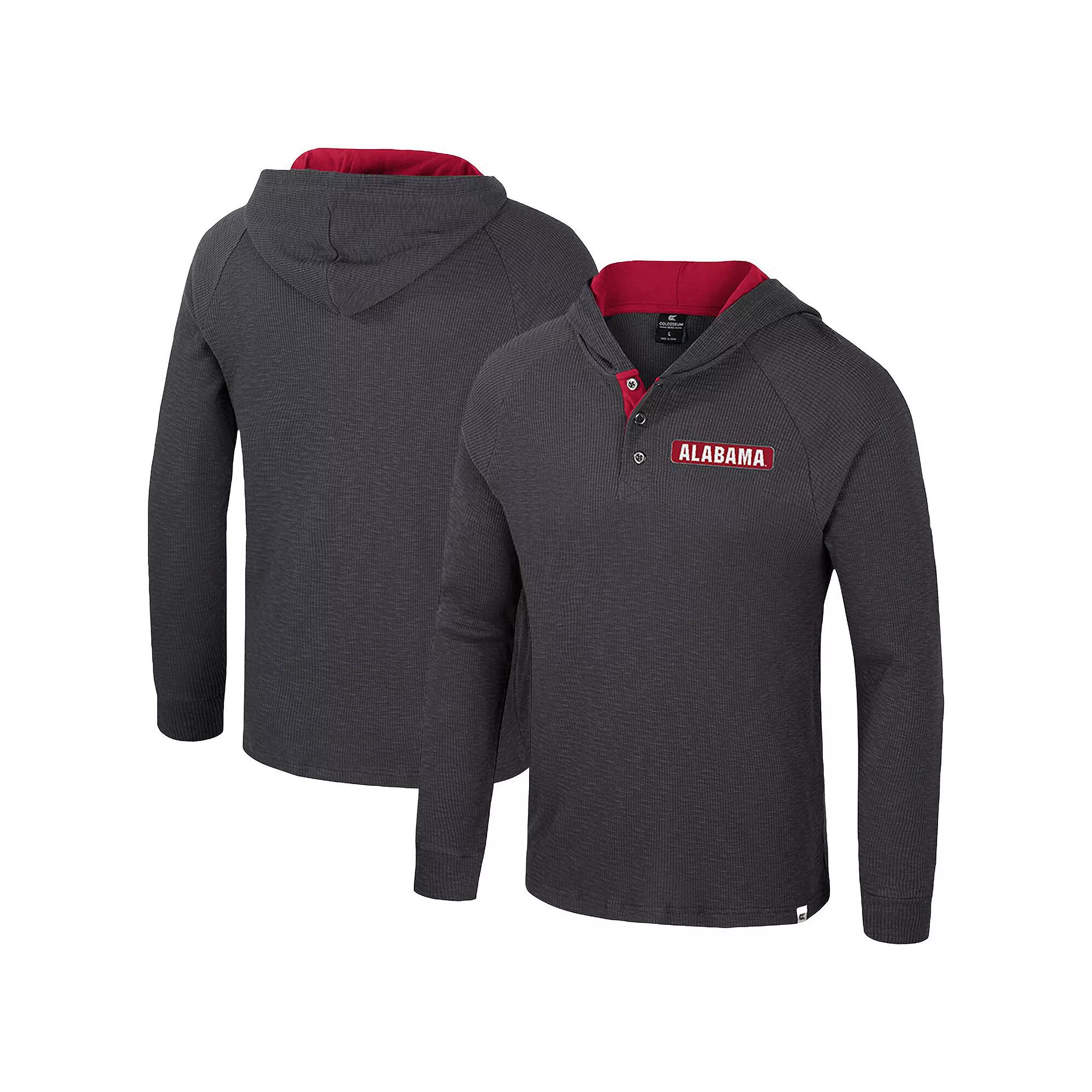 Men's Colosseum Gray Alabama Crimson Tide Dujour Ralgan Long Sleeve Henley Pullover Hoodie,  Product Image