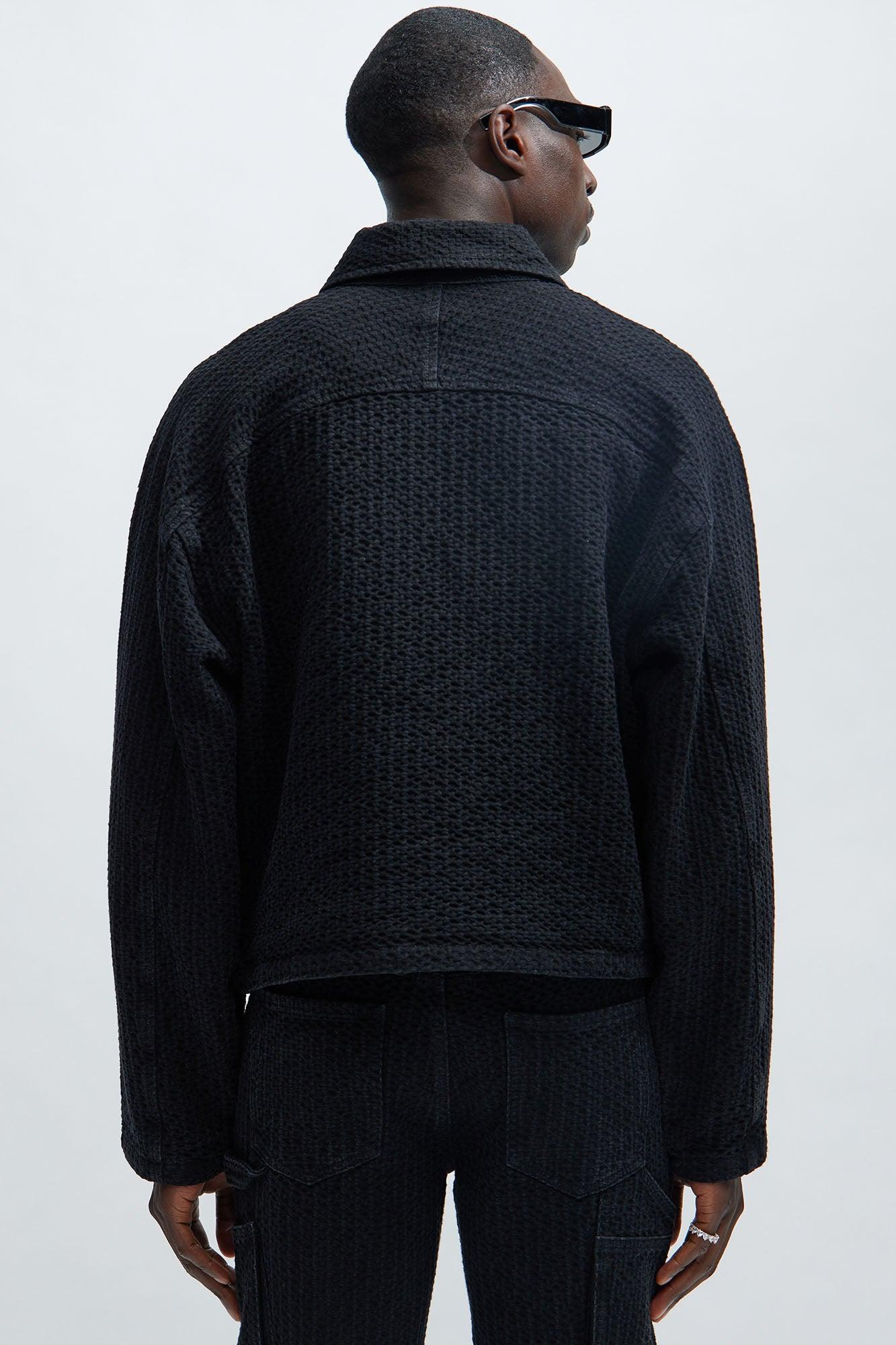 Warsaw Cropped Denim Work Trucker - Black Product Image