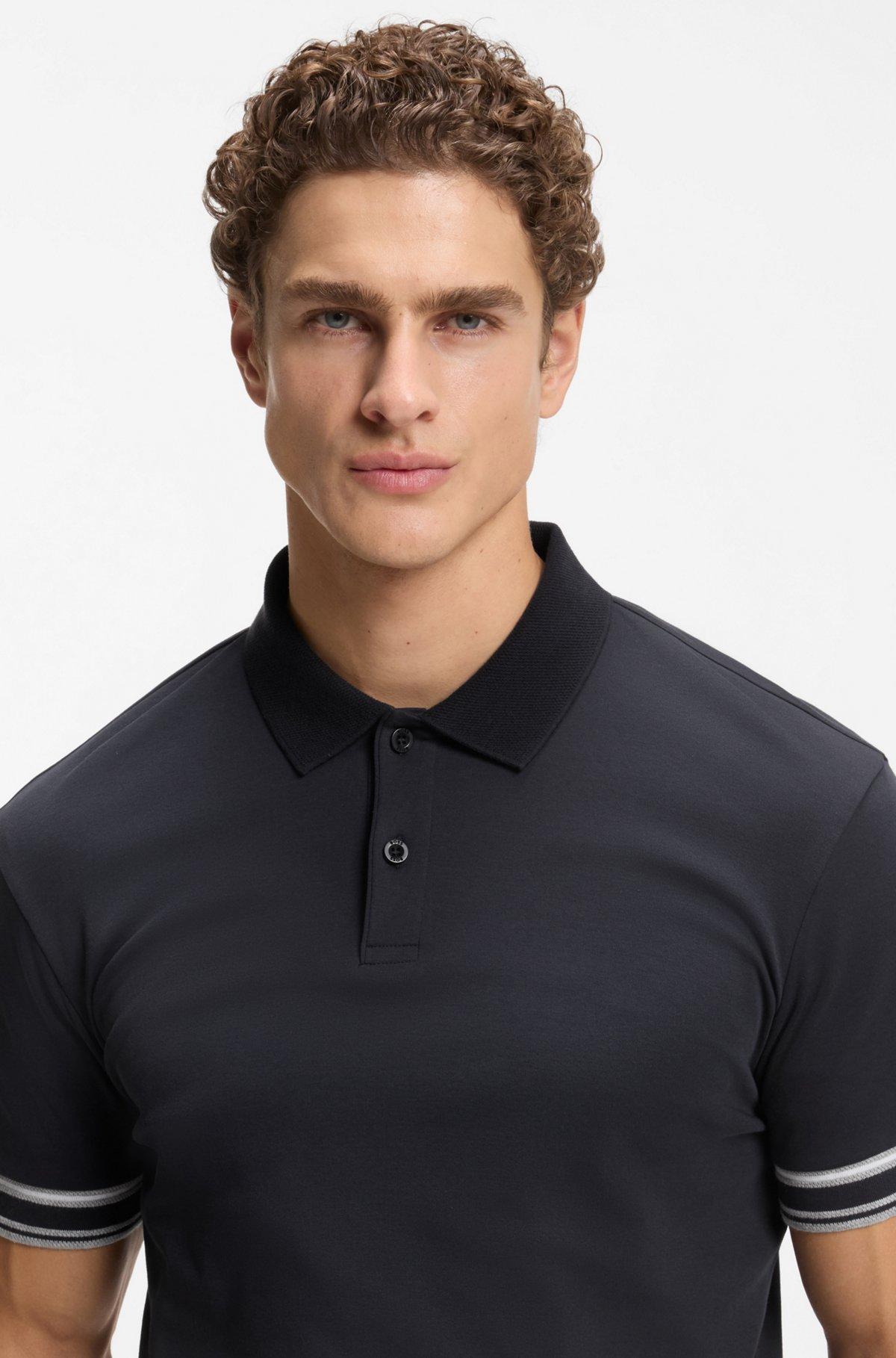 Zip-placket polo shirt in a cotton blend Product Image