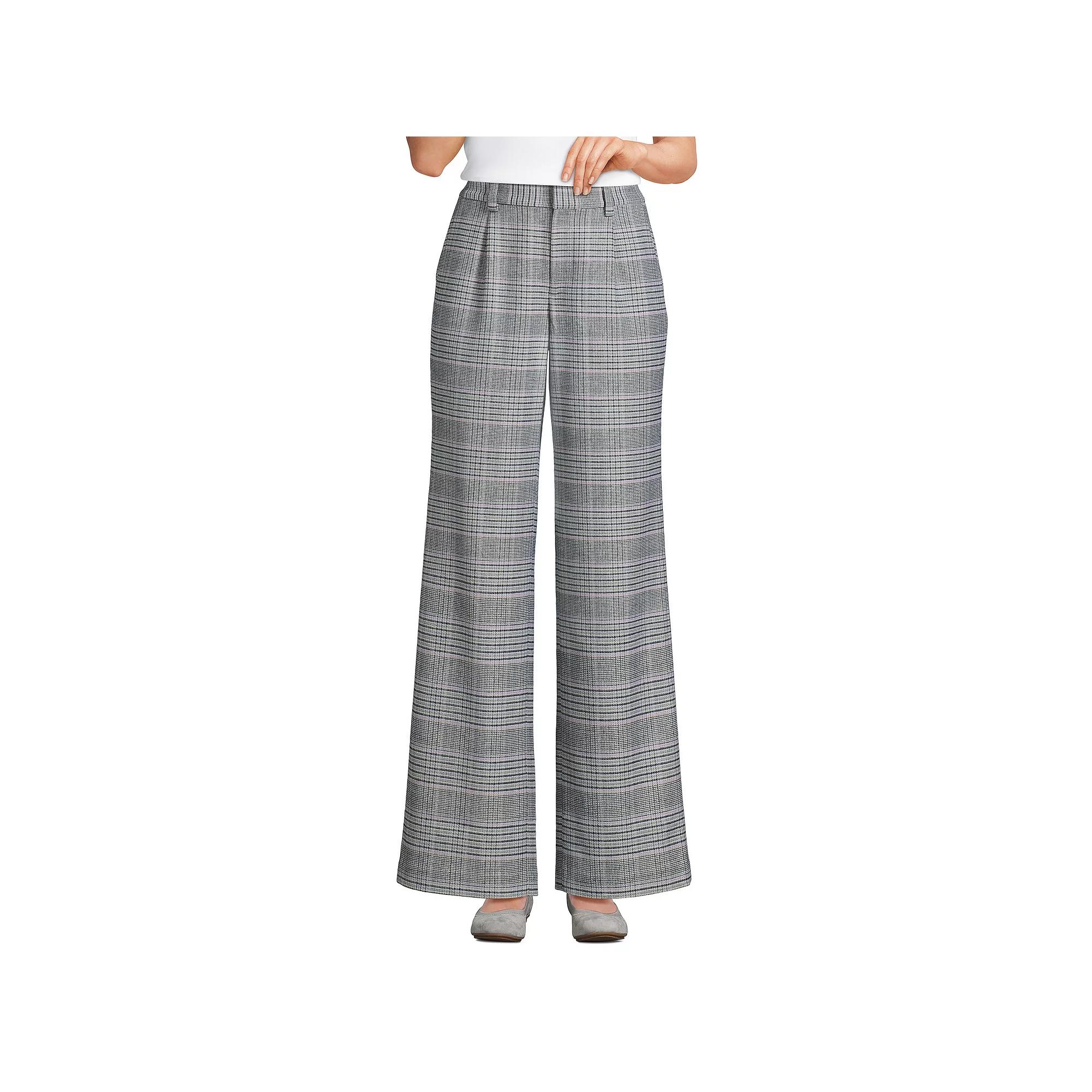 Petite Lands' End Brushed Flannel High-Rise Pleated Wide Leg Pants, Women's,  Product Image