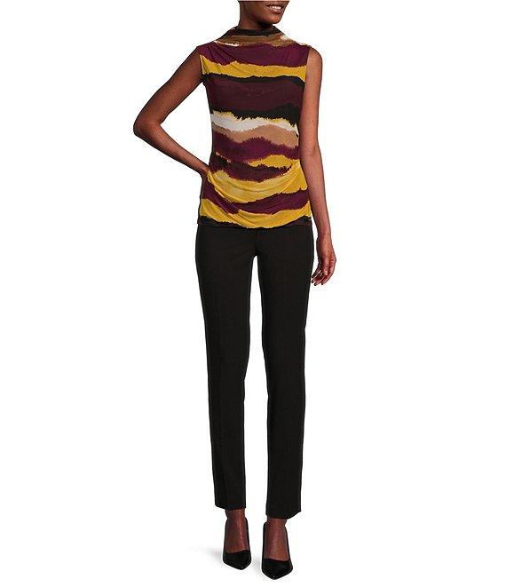 Calvin Klein Abstract Printed Mock Neck Sleeveless Draped Top Product Image