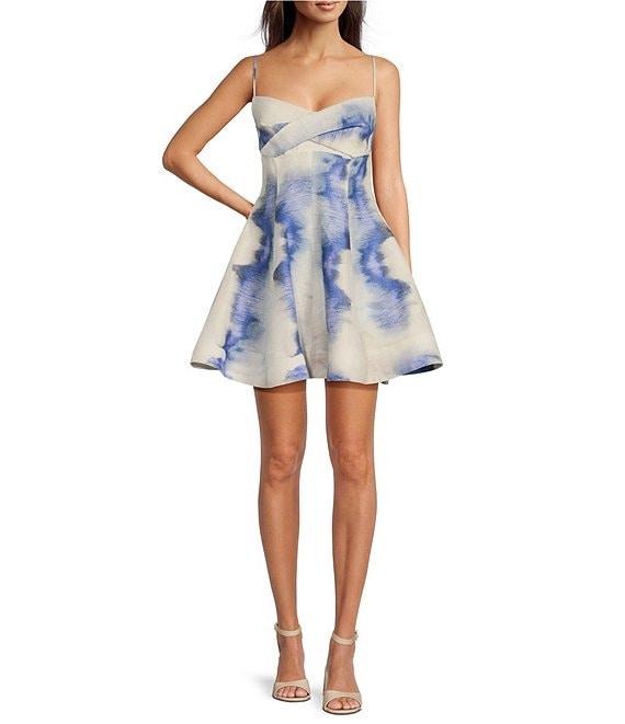 Muse by Marchesa Chloe Dye Print A-Line Linen Dress Product Image