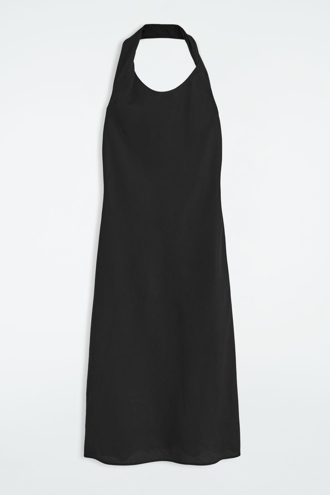 TWISTED LINEN-BLEND HALTERNECK DRESS Product Image