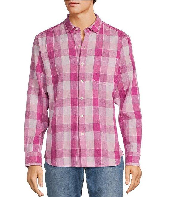 Tommy Bahama Barbados Breeze Beach Day Checked Long Sleeve Linen Blend Shirt Product Image