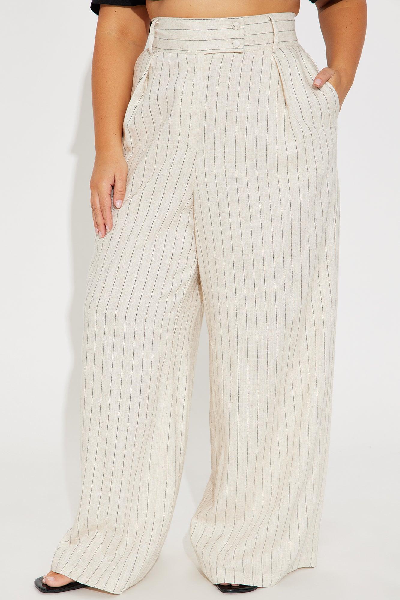 Lily Pinstripe Linen Pant - Cream/combo Product Image