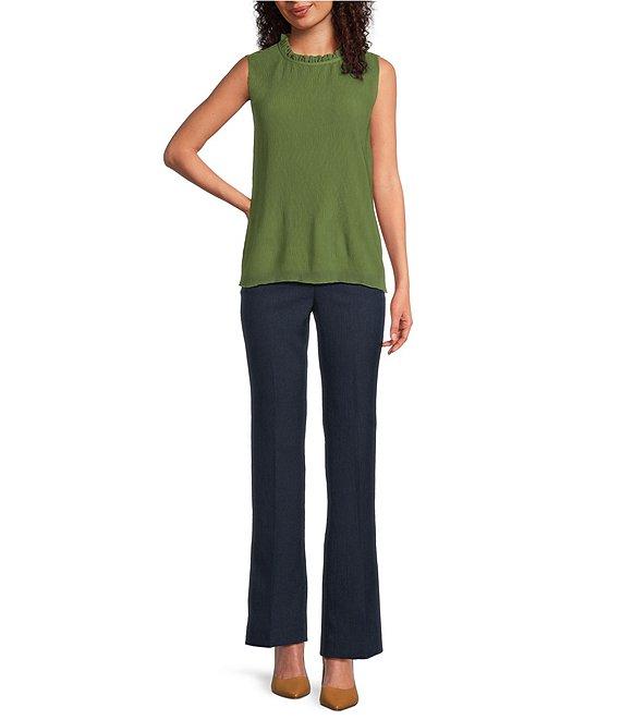 Calvin Klein Novelty Textured Ruffle Mock Neck Sleeveless Top Product Image