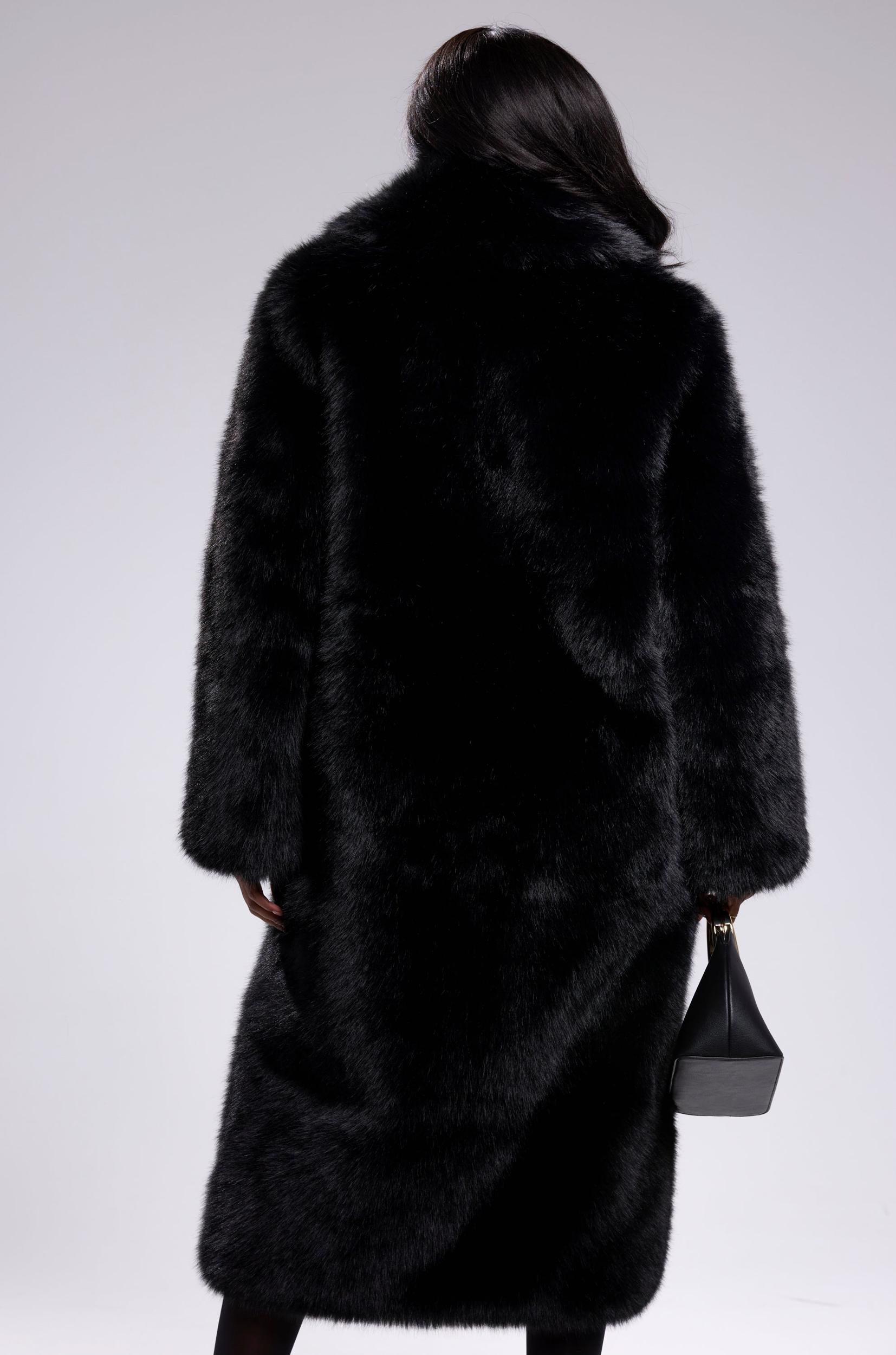 OSLO FAUX FUR COAT IN BLACK Product Image