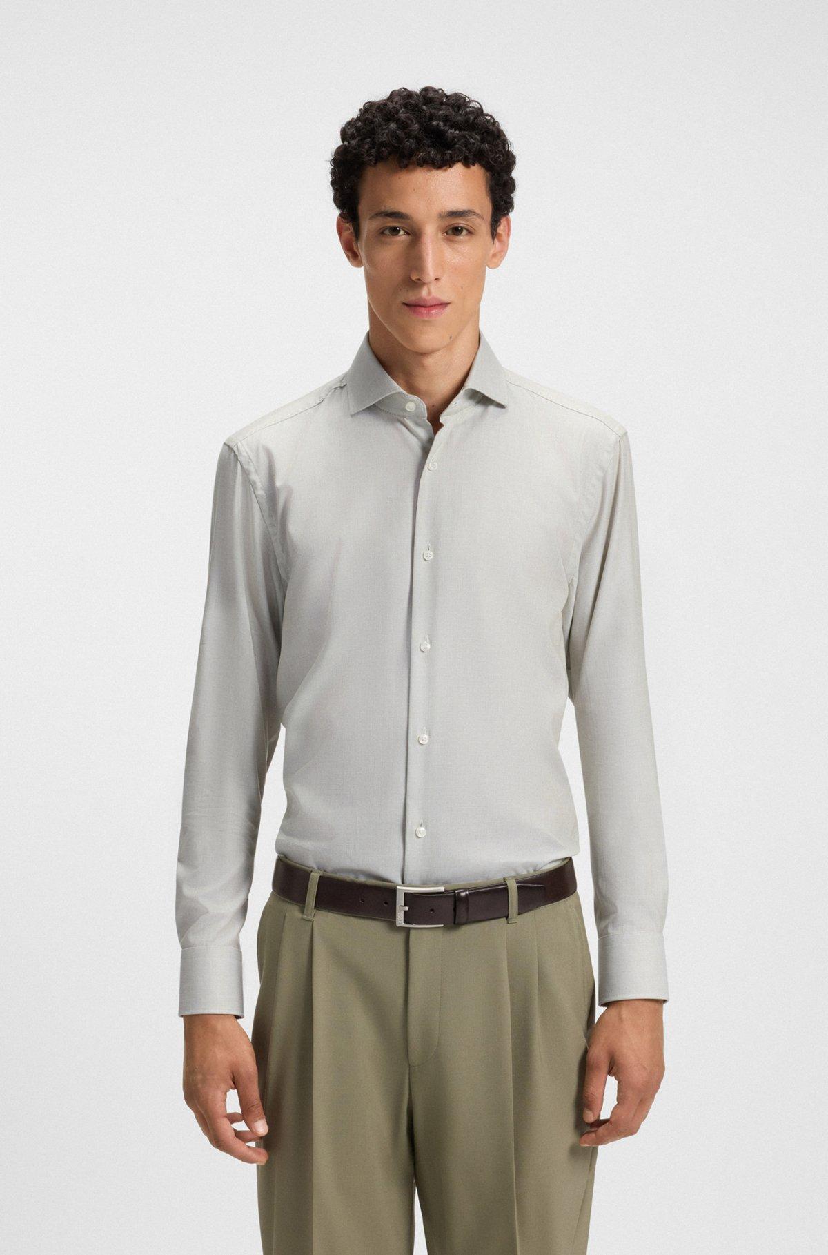 Slim-fit shirt in a structured cotton blend Product Image