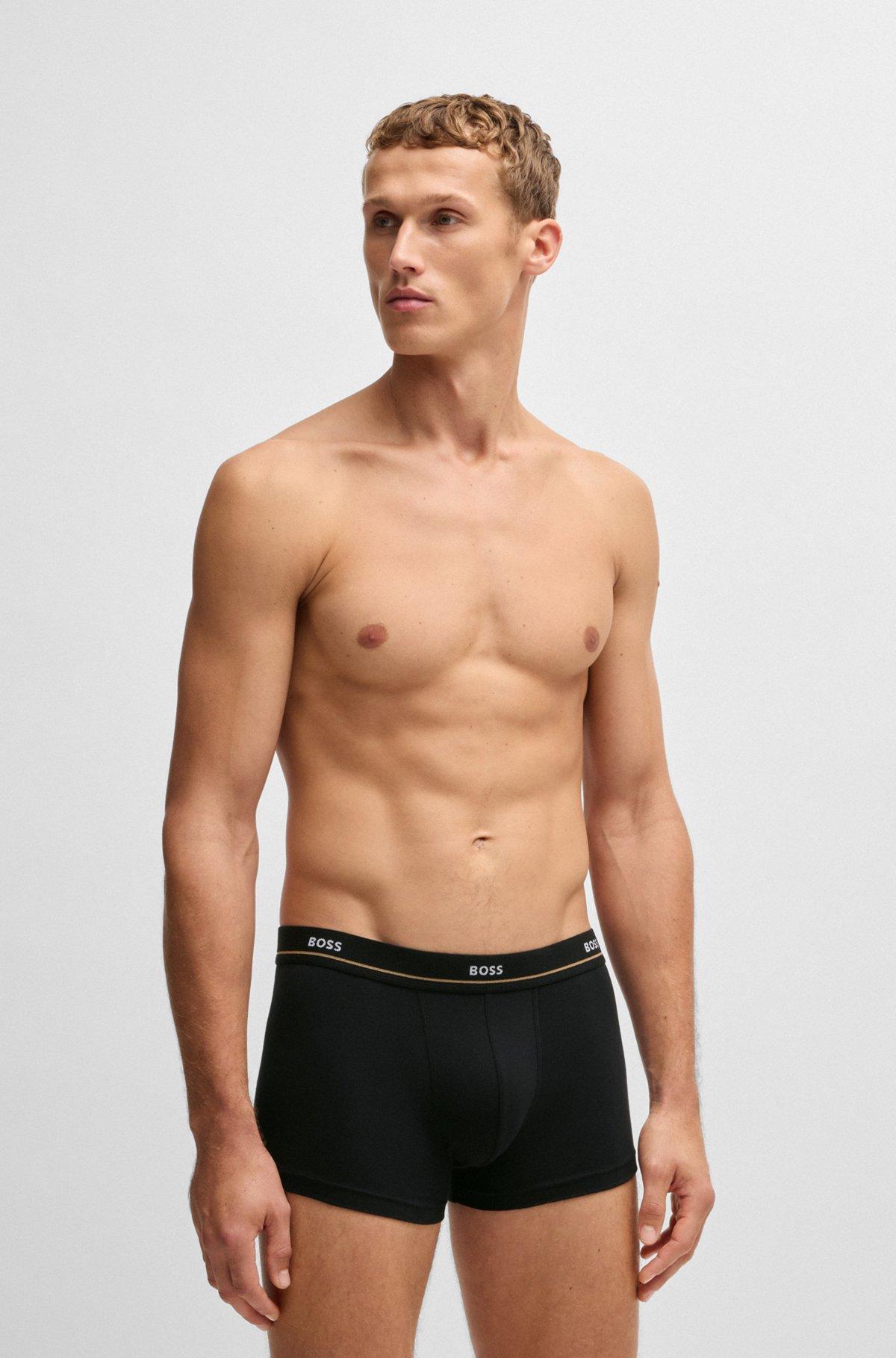 Three-pack of stretch-cotton trunks with logo waistbands Product Image
